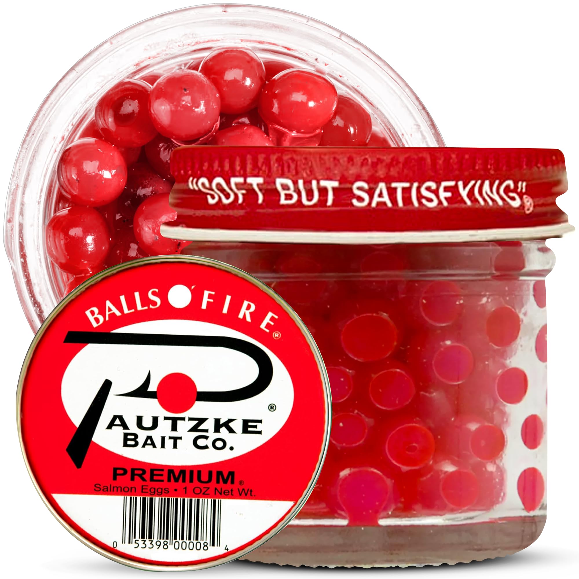Pautzke Balls O' Fire Salmon Eggs Bait - Premium Real Salmon Eggs for Trout & Salmon Fishing, Soft Fish Eggs for Single Egg Bait or Egg Sacks - Ideal for Freshwater & Ice Fishing