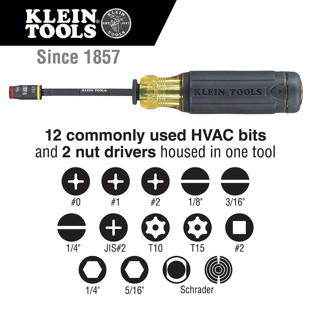 Klein Tools 55419SP-14 Professional Tool Bag with 14-Piece Screwdriver Set & Accessories | Heavy-Duty Storage for Electricians, Contractors & DIY Home Repairs