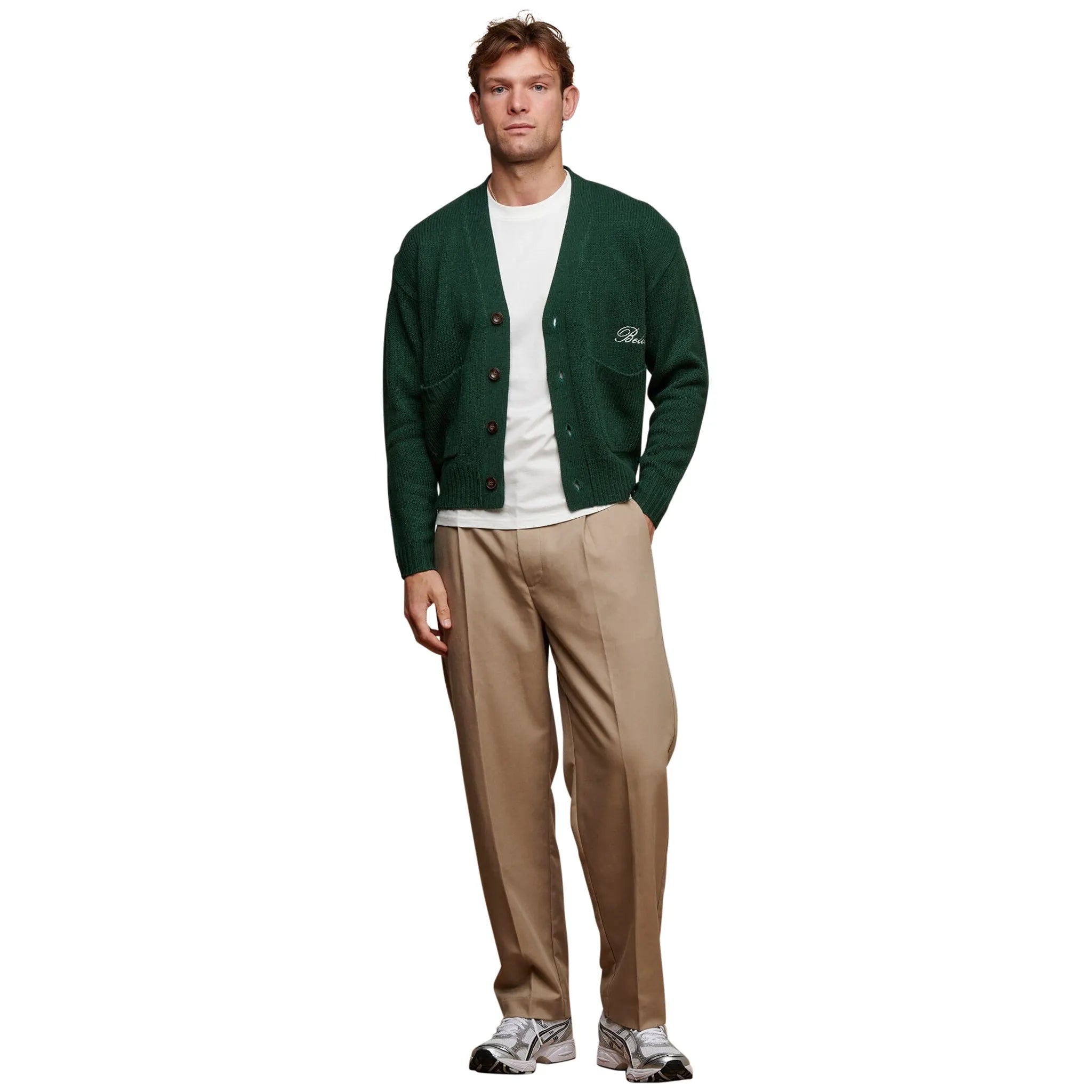 Belier Green Relaxed Fit Knitted Cardigan Women's Casual Sweater - Perfect for Fall Layering, Coffee Dates & Cozy Evenings