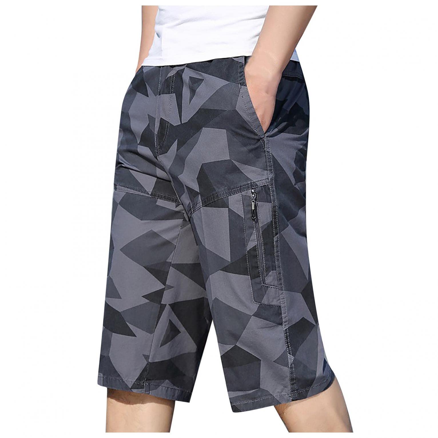 **Men's Cargo Shorts with Elastic Waist - Relaxed Fit Tactical Shorts for Hiking & Casual Wear - Multi-Pocket Outdoor & Travel Shorts**    (*Perfect for hiking, camping, travel, and everyday casual wear*)