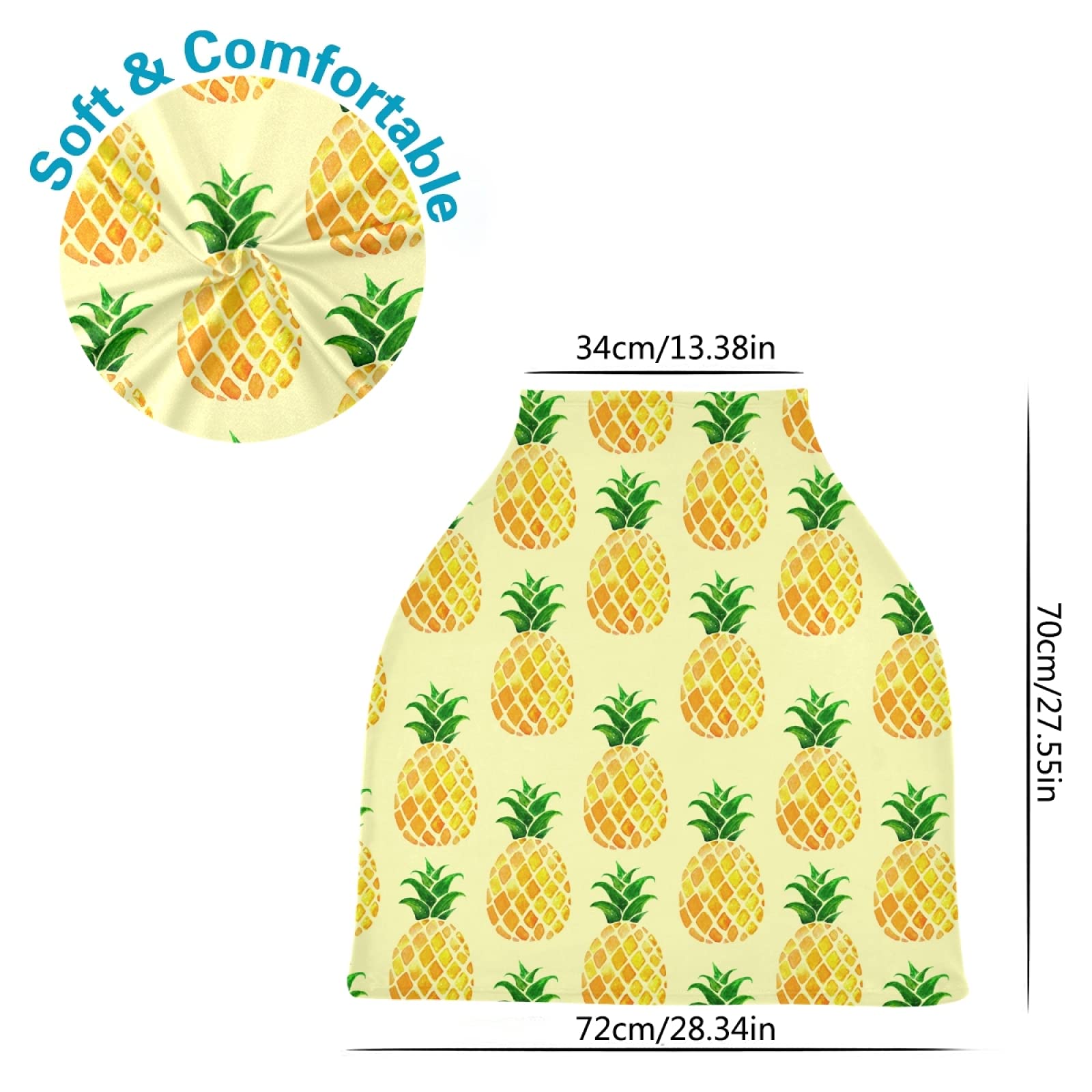 Breastfeeding Cover Scarf - Soft, Breathable Nursing Cover with Pineapple Print for Baby Boys & Girls - Perfect for Car Seat, Stroller & Summer Outings
