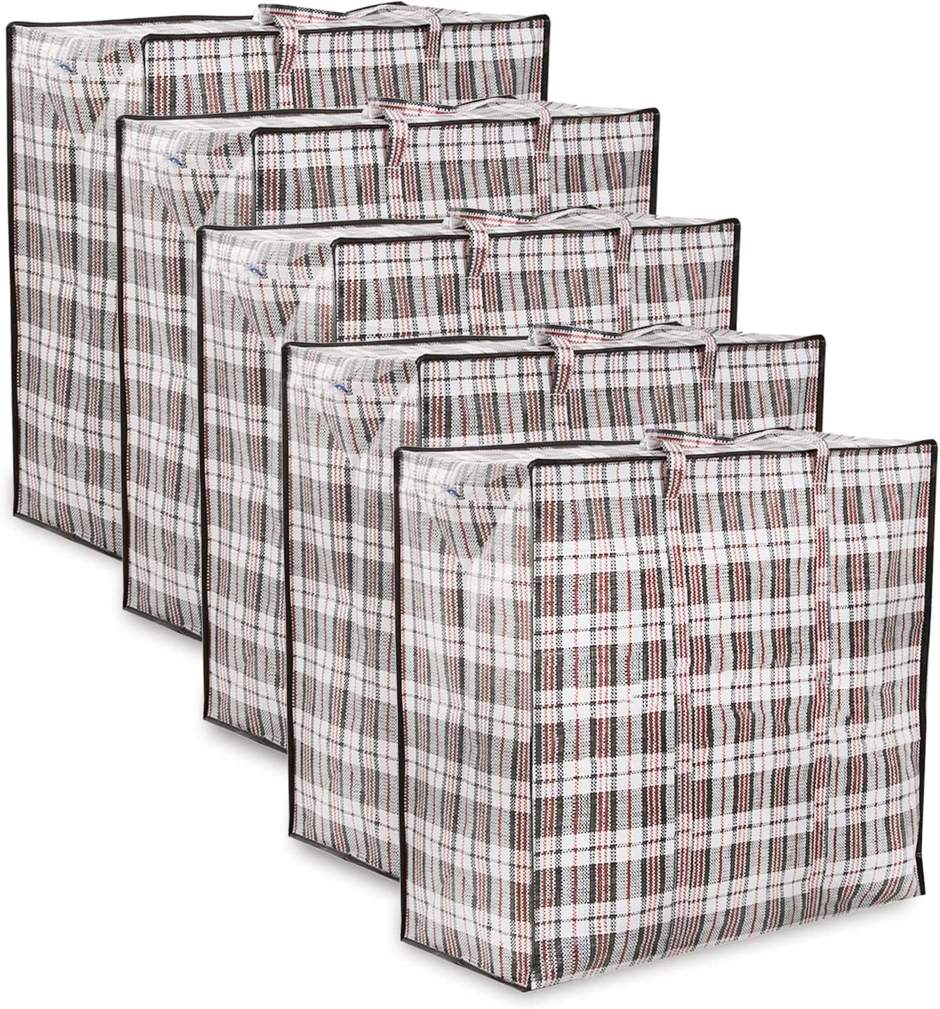 Extra Large Heavy Duty Waterproof Laundry Storage Bags with Zipper (5-Pack) - Multi-Colored Organizer for Travel, Camping & Home Use
