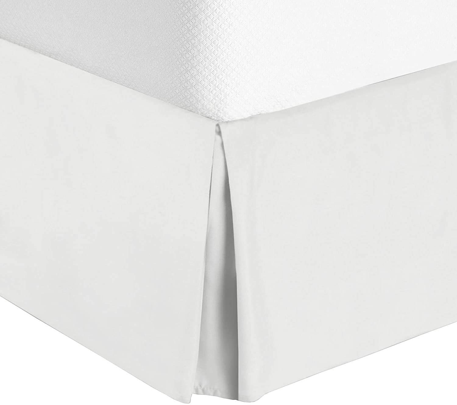 JS Sanders Solid Bedskirt Queen Size - Premium White Fitted Bed Skirt for Hotel & Home Decor - Perfect for Bedroom Makeover & Guest Room Styling