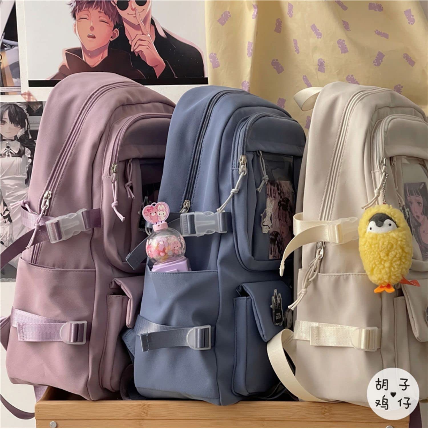 Cute Goth Anime Backpack with Plushies - Kawaii Ita Bag Japanese Style Lolita Accessories for Cosplay, School & Travel