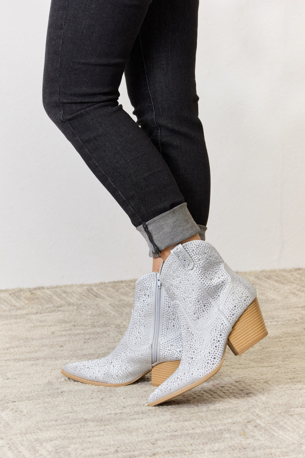 Sparkling Rhinestone Ankle Cowboy Boots for Women - Western Style Fashion Booties with Crystal Decorations | Perfect for Country Concerts, Line Dancing & Cowgirl Outfits
