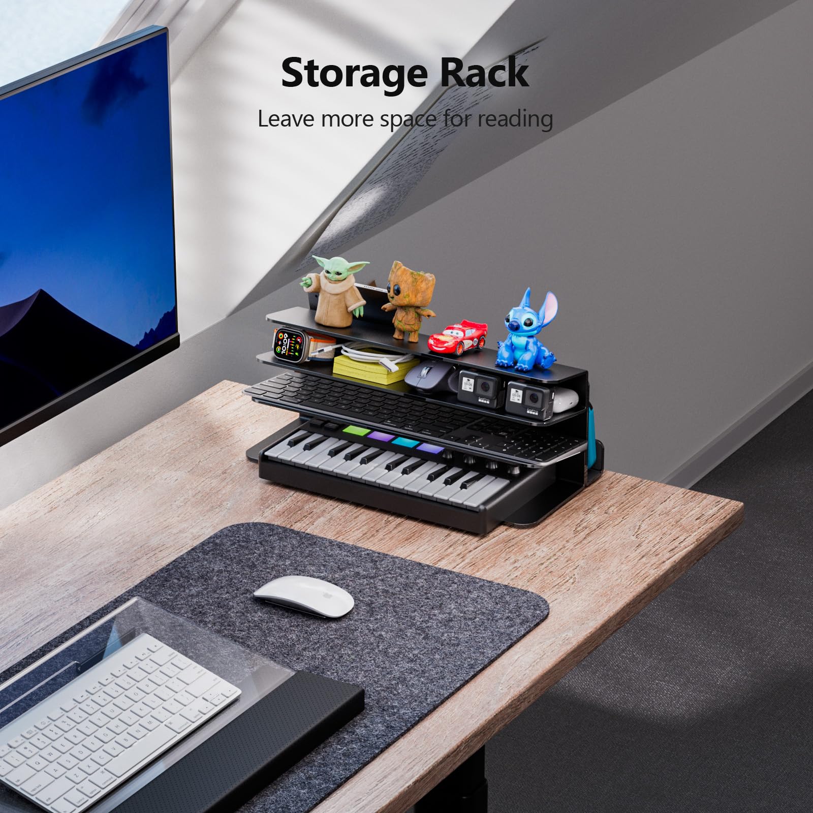 3-Tier Acrylic Keyboard and Mouse Storage Rack - Gaming Gear Organizer Stand with Ultra Black Design | Perfect for Desk Organization, Gaming Setup, and Office Accessories Display