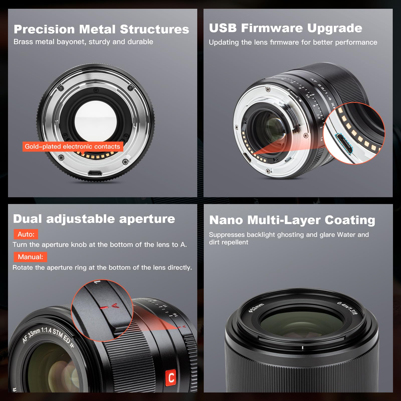 VILTROX 33mm F1.4 Wide Angle Autofocus Lens for Fujifilm X Mount Cameras - Compatible with X-T5, X-H2S, X-S10, X-T30II, X-T20, X-T10, X-T4, X-T3, X-T2, X-Pro3, X-M1, X-H1, X-E4 | Perfect for Portrait, Street & Low Light Photography