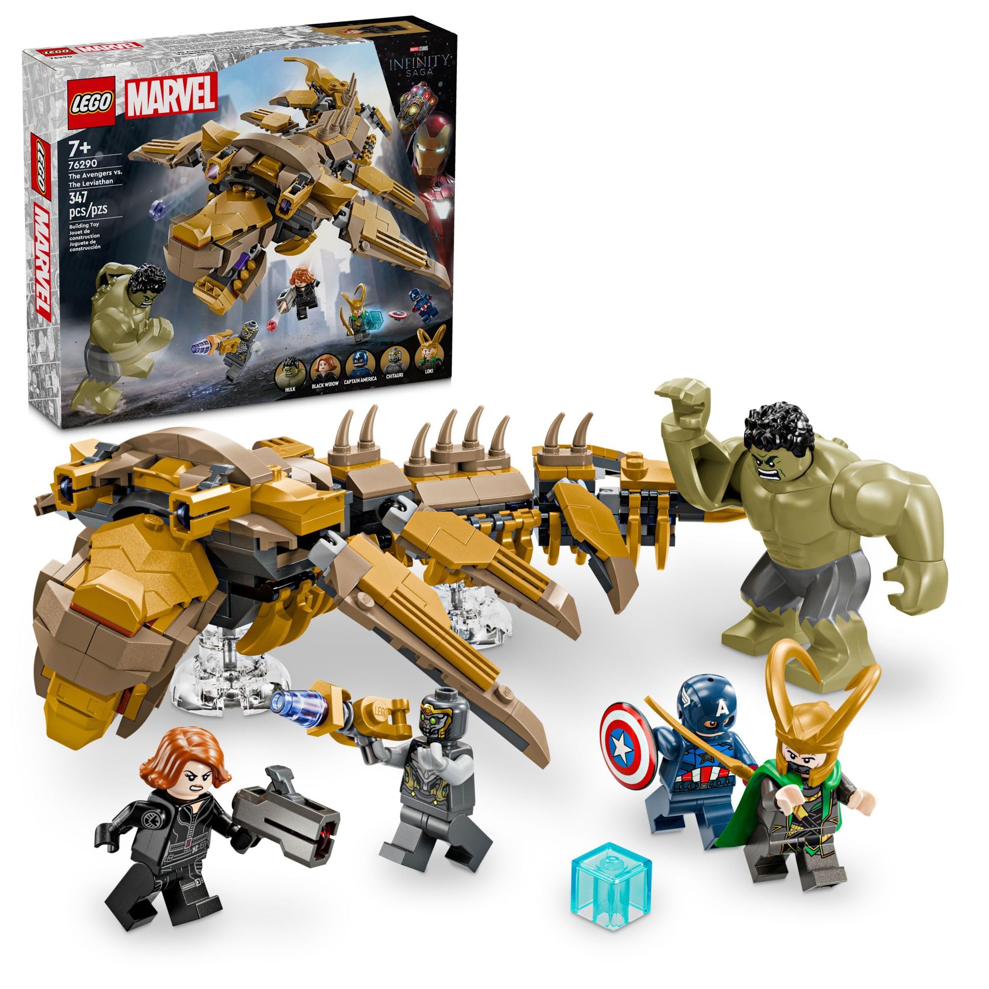 LEGO Marvel The Avengers vs. The Leviathan Superhero Building Set with Hulk Action Figure & 4 Minifigures - Creative Construction Toy for Kids Ages 7+ | Perfect Avengers Birthday Gift for Boys and Girls | Superhero Play, Collectible Display & STEM Learning Fun
