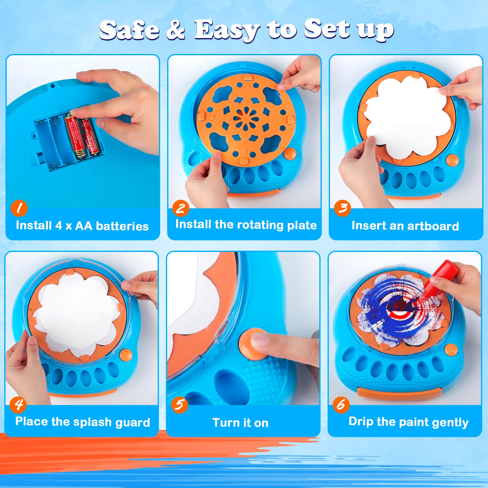 Spin Art Machine Kit for Kids Ages 4-12 - Creative Painting Spinner Toy Set with Art Supplies - Perfect Birthday Gift for Boys & Girls - Fun DIY Craft Activity for Home, School & Party Playtime