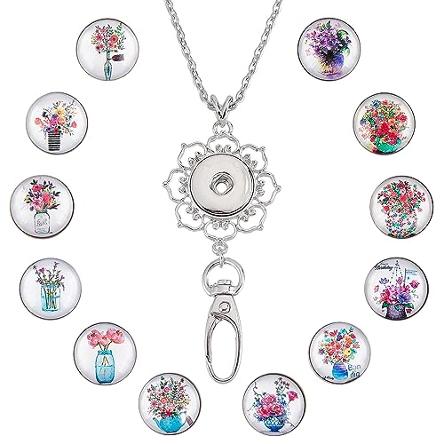 1+12 Flower Vase Button Lanyard
