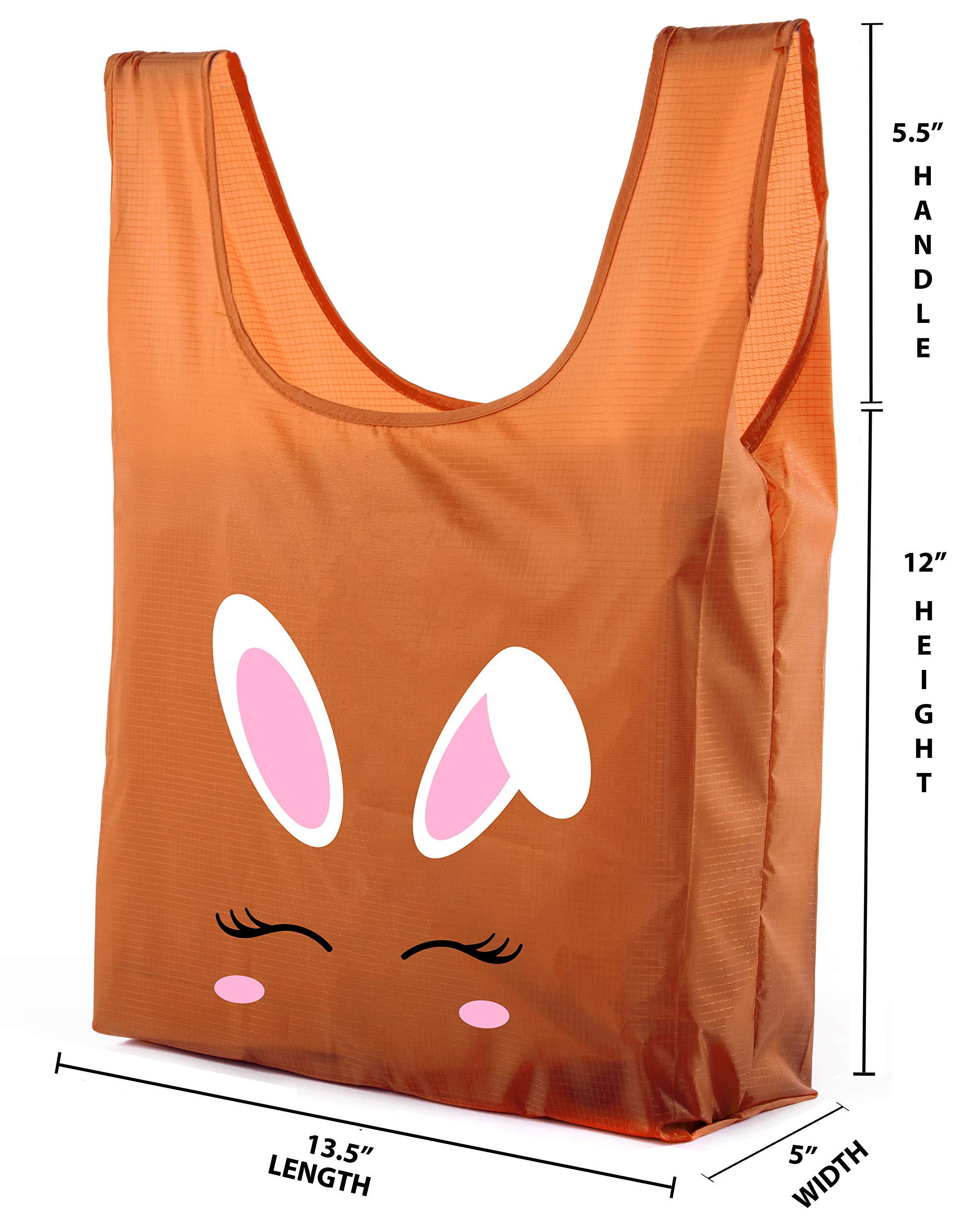 Easter Basket Bags - Bulk Reusable Grocery Tote Bags with Bunny Face Design for Easter Egg Hunt, Party Favors & Spring Celebrations