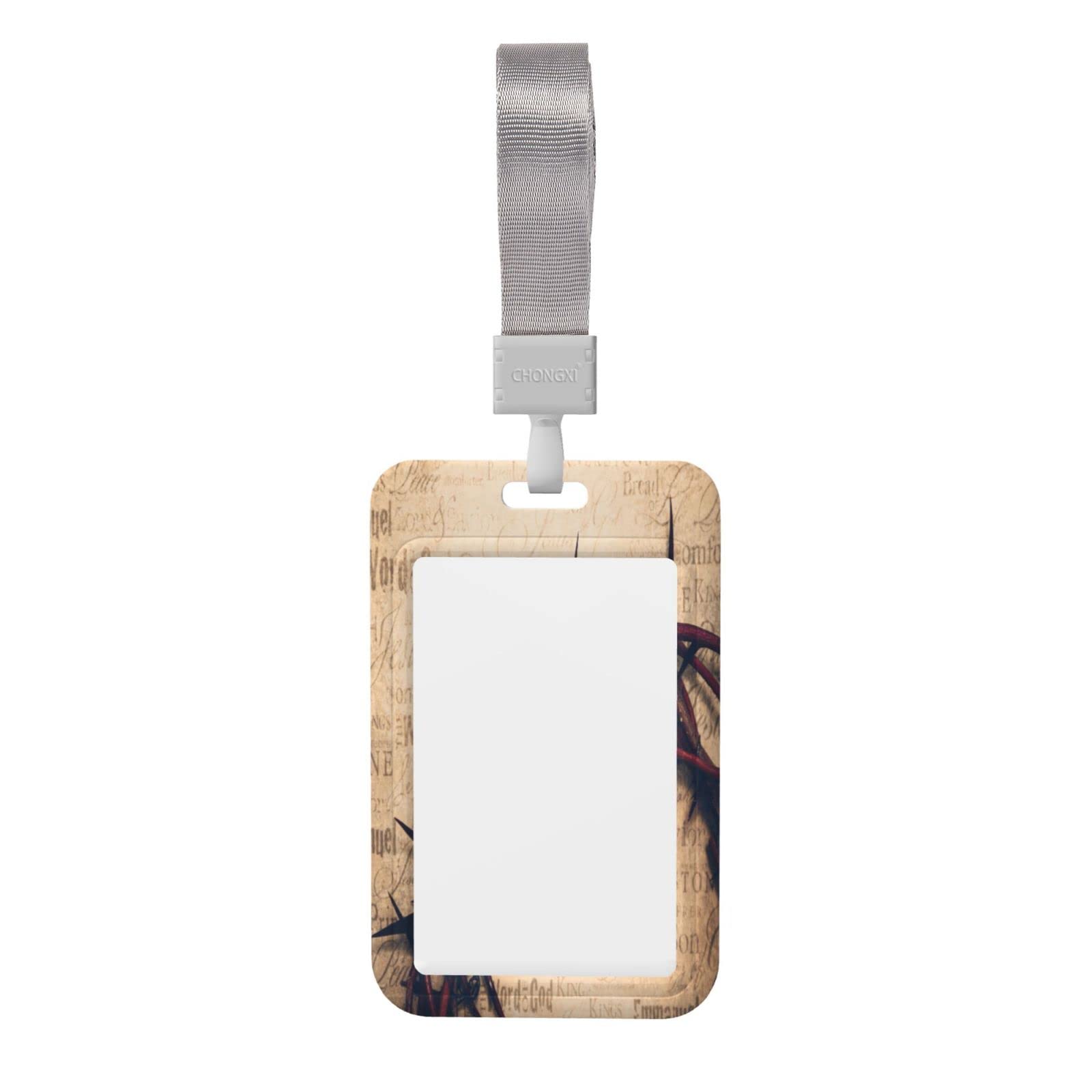 Personalized Crown of Thorns ID Badge Holder with Lanyard - Vertical Durable ABS Name Card Holder for Office, Security, and Events