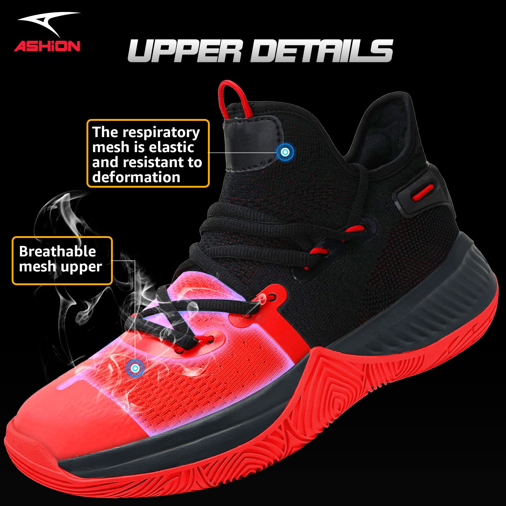 **ASHION Men's Basketball Shoes with Arch Support - Anti-Slip, Breathable High-Top Sneakers for Running, Walking & Tennis - Comfortable Sports Shoes for Gym, Workout & Casual Wear**