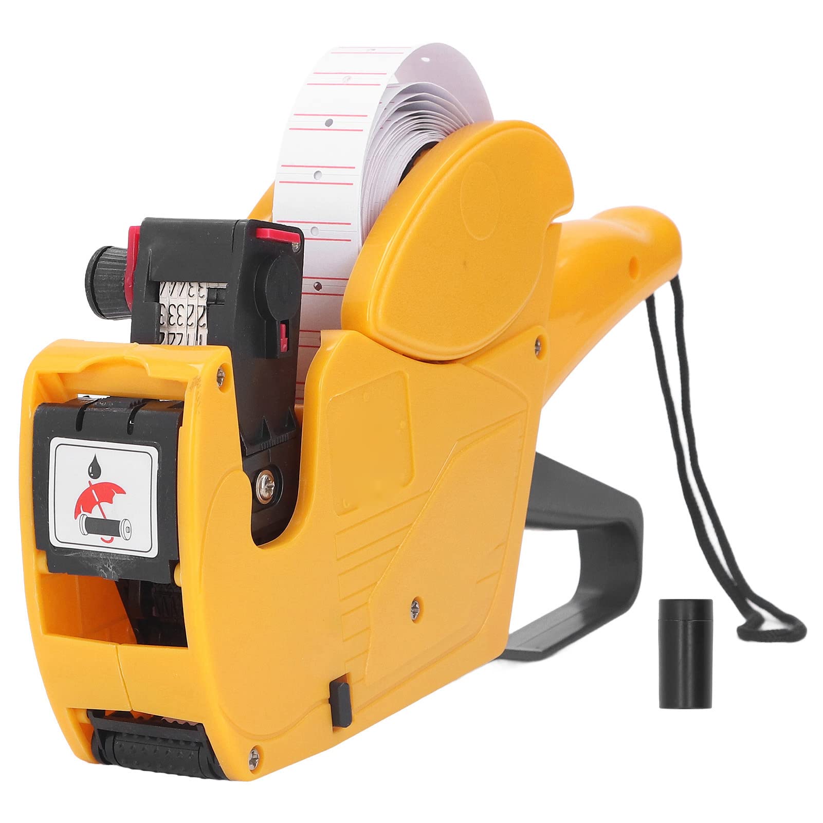 8-Digit Manual Price Labeler Machine - Portable Label Printer for Retail Price Tags & Barcodes (Yellow) | Ideal for Supermarkets, Warehouses & Small Business Inventory Management