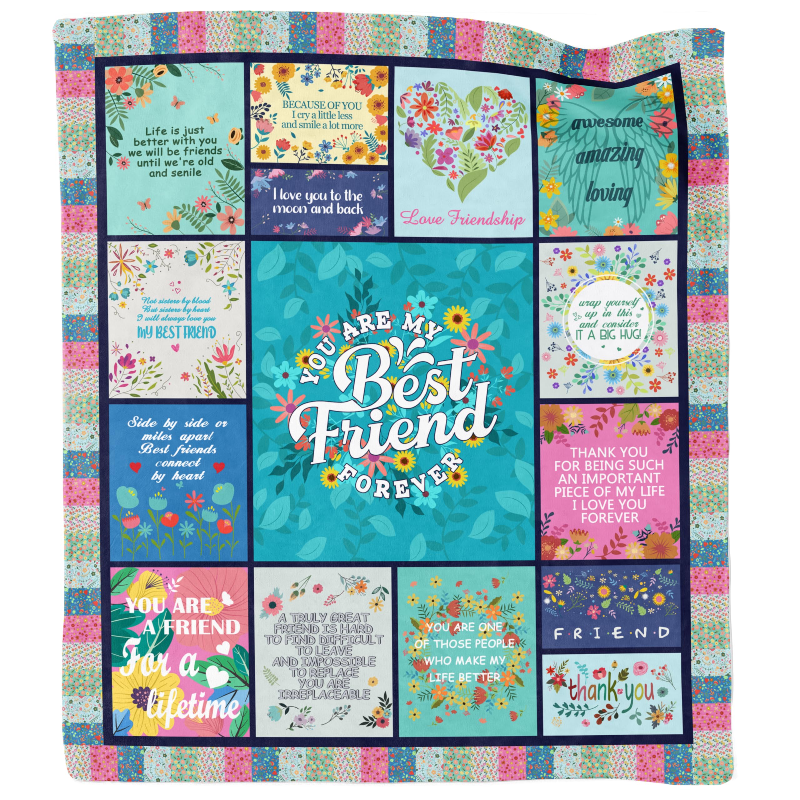Best Friend Blanket Gift for Women - BFF Birthday & Mothers Day Present - Cozy 60