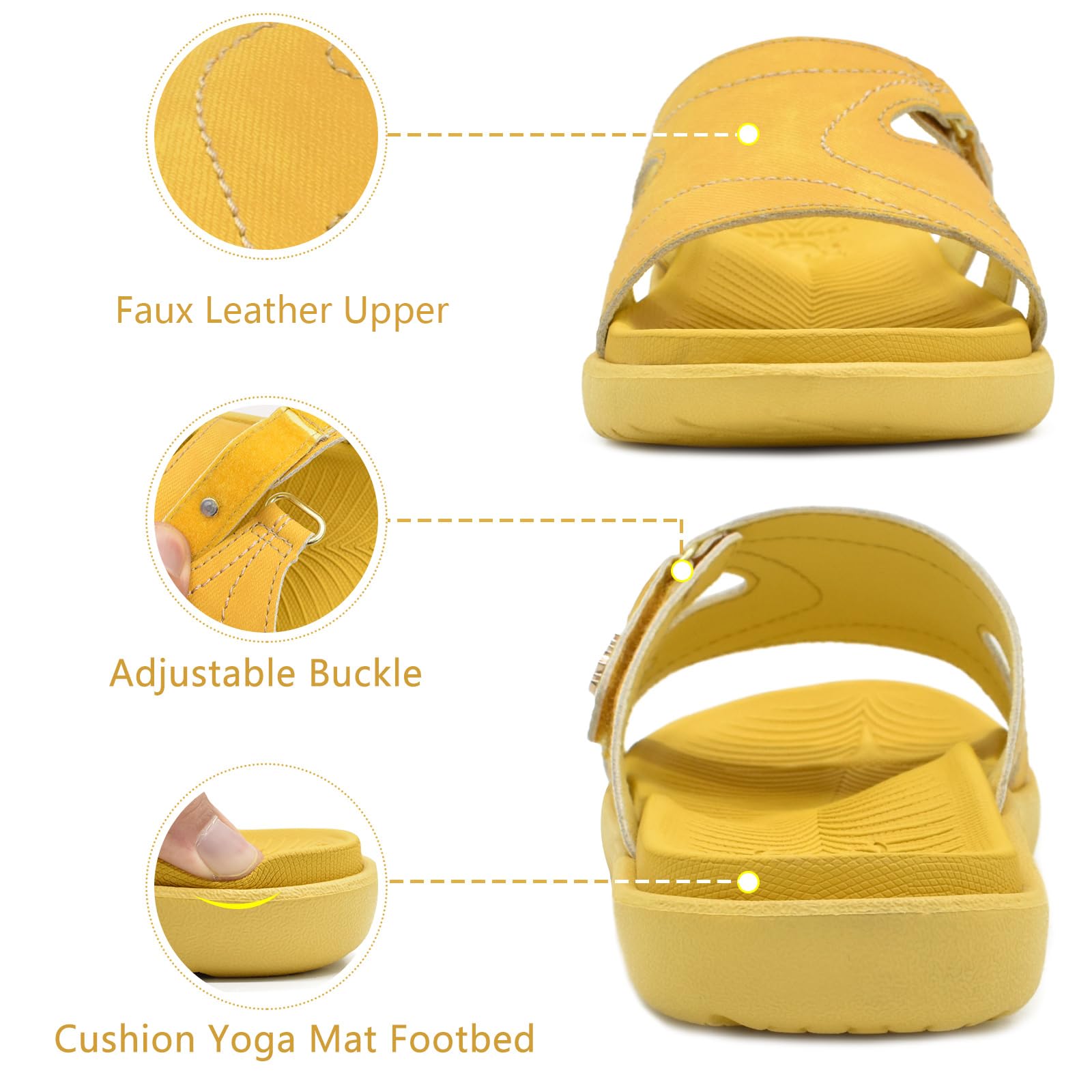 KuaiLu Women's Orthotic Slides - Lightweight Athletic Sandals with Arch Support for Plantar Fasciitis - Comfortable Thick Cushion Yoga Slippers for Walking, Running, and Home Use