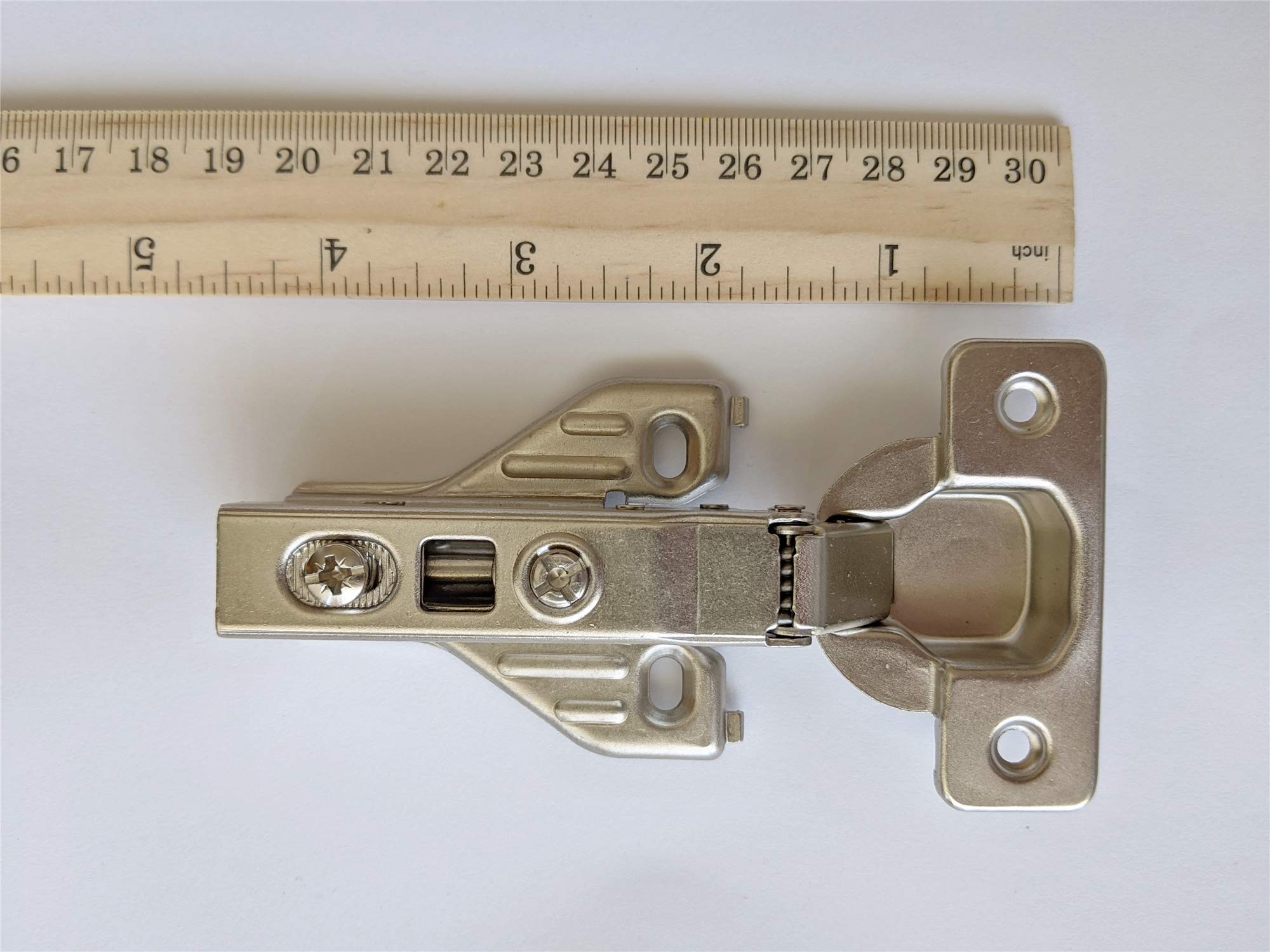 2-Piece Soft Close Clip-On Hinges 105° Self-Closing for Frameless Cabinets - Full Overlay with Mounting Plates & Premium Screws (1 Pair) - Durable Kitchen Cabinet Hardware for Seamless Cabinet Doors