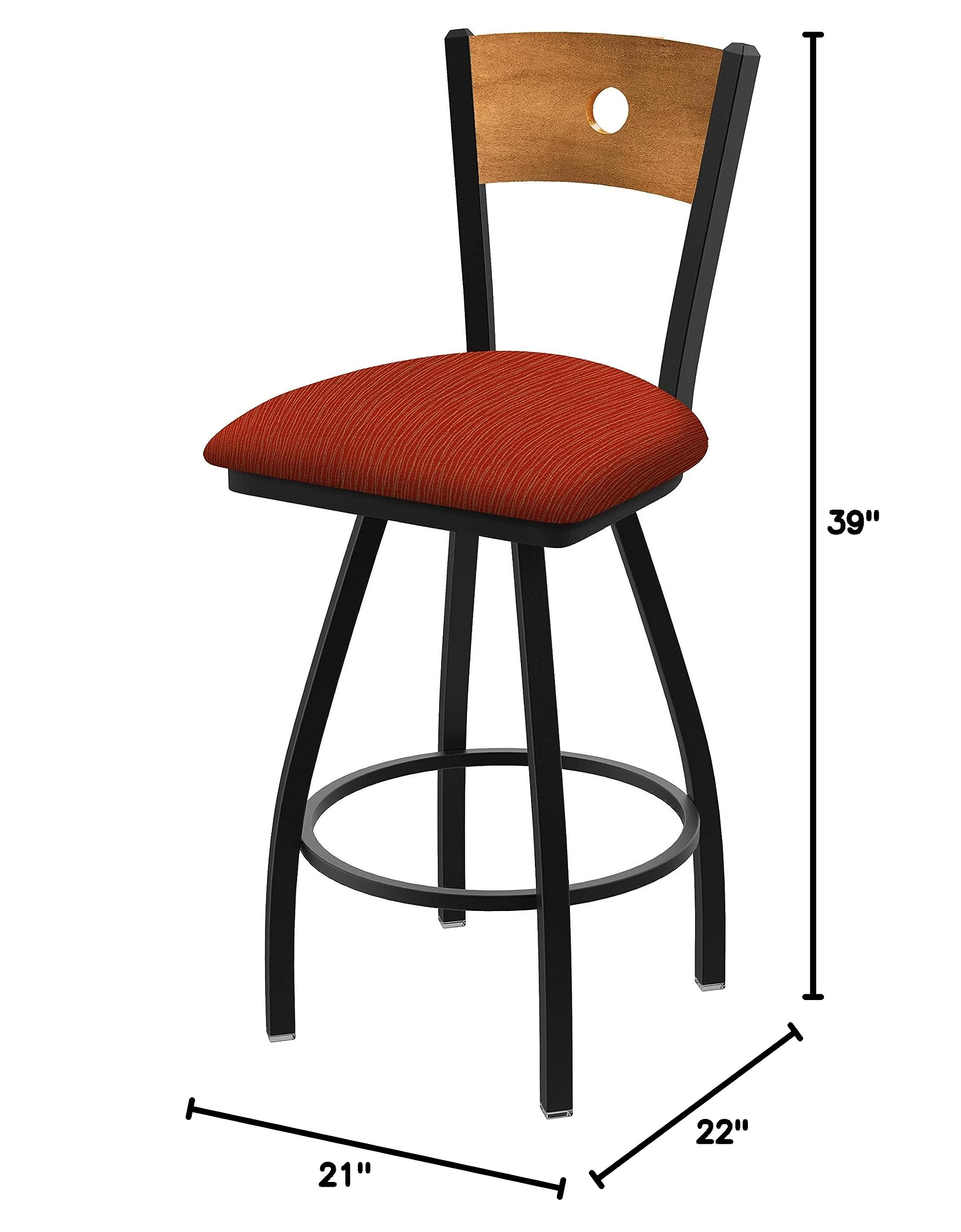 Holland Bar Stool Co. XL 830 Voltaire Swivel Bar Stool with Graph Poppy Fabric - Adjustable Height Counter Stool for Kitchen Island, Breakfast Bar & Home Decor