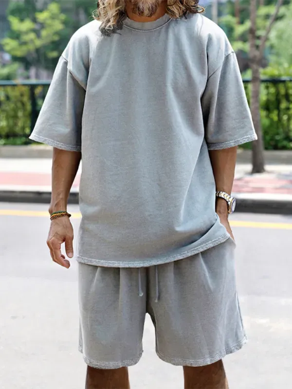 Comfortable Casual Solid Color Shorts Two-Piece Set - Perfect for Summer Outings, Beach Trips, and Lounge Wear