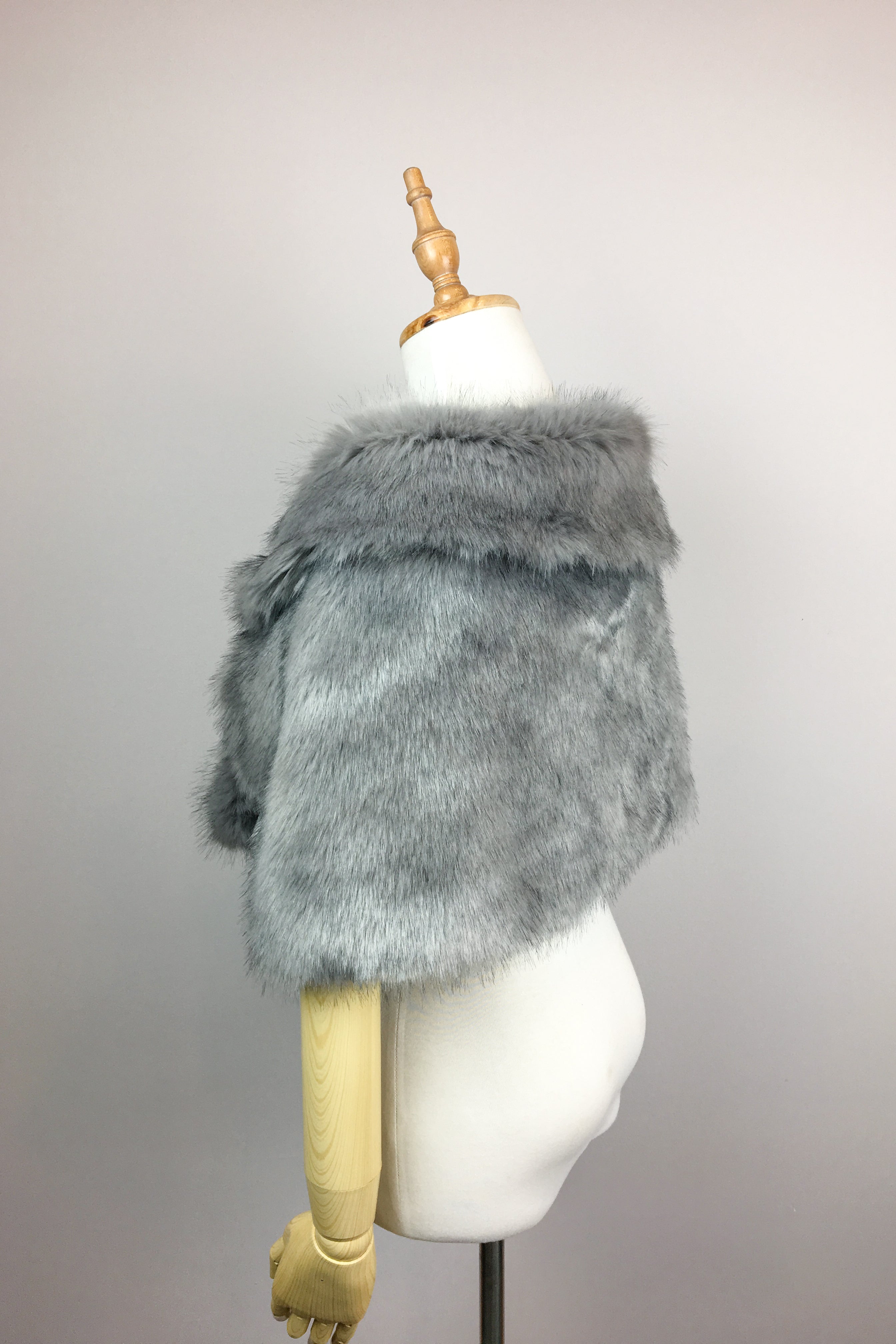 Gray Fur Wrap Shawl - Blair Gry04 - Soft & Warm Winter Fashion Accessory for Women - Perfect for Parties, Weddings & Cold Weather Outfits