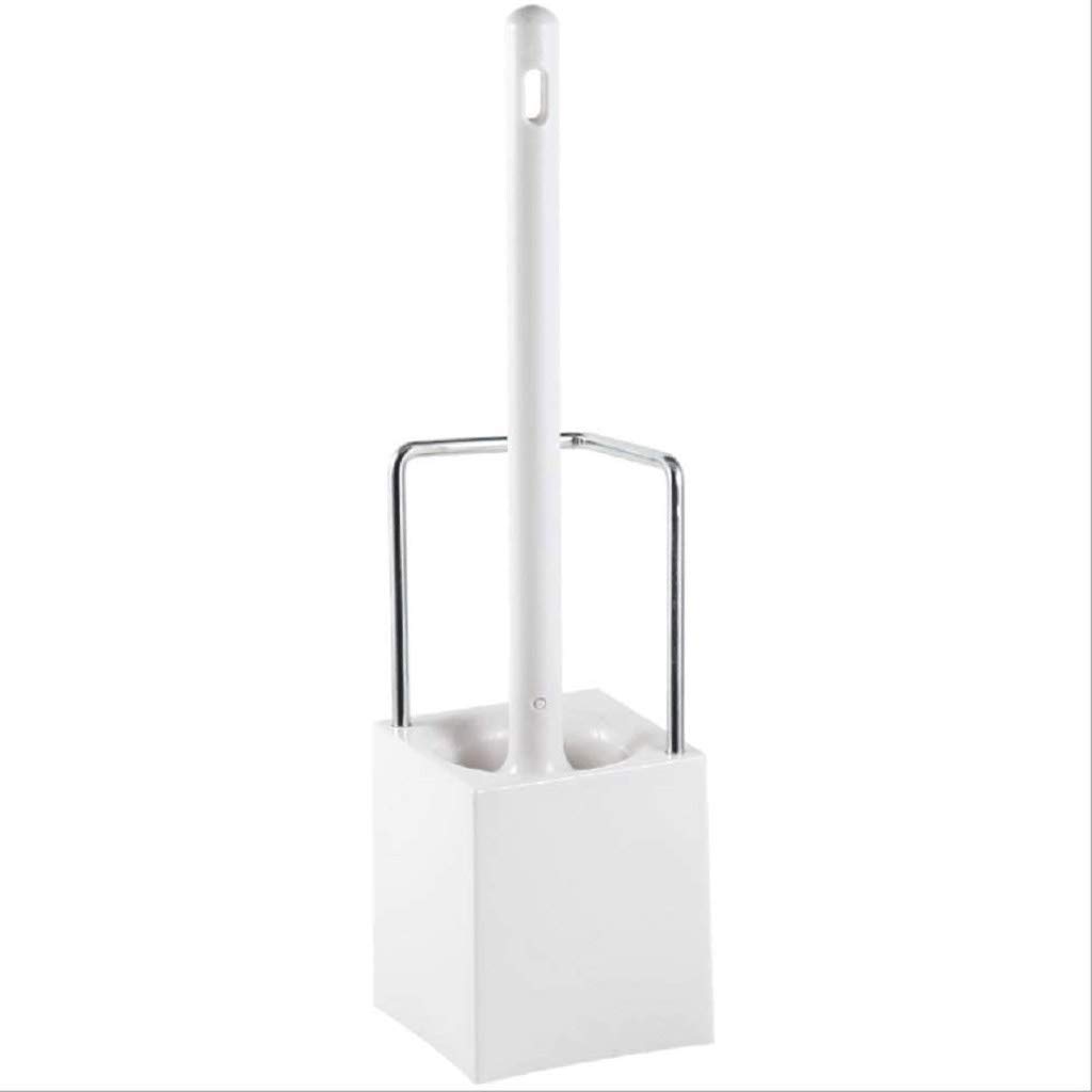 WSZJJ Toilet Brush Set with Long Plastic Handle & Soft Silicone Bristles - Durable Bathroom Cleaning Kit for Toilet, Sink & Shower - White - Perfect for Home, Apartment & Office Use