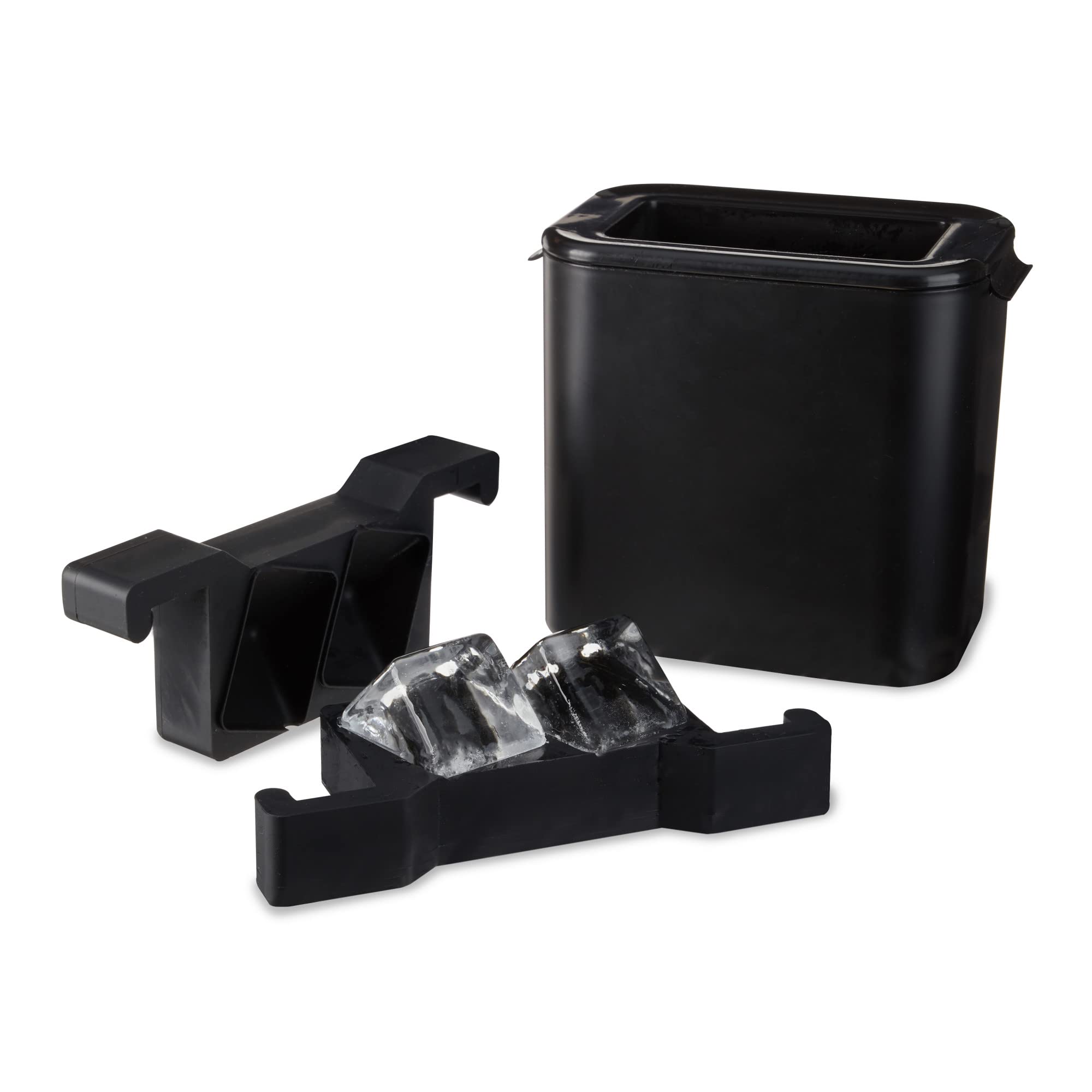 Premium Viski Clear Ice Maker - Set of 1 Black Square Ice Cube Tray for Craft Cocktails | Perfect for Whiskey, Bourbon & Home Bar Entertaining
