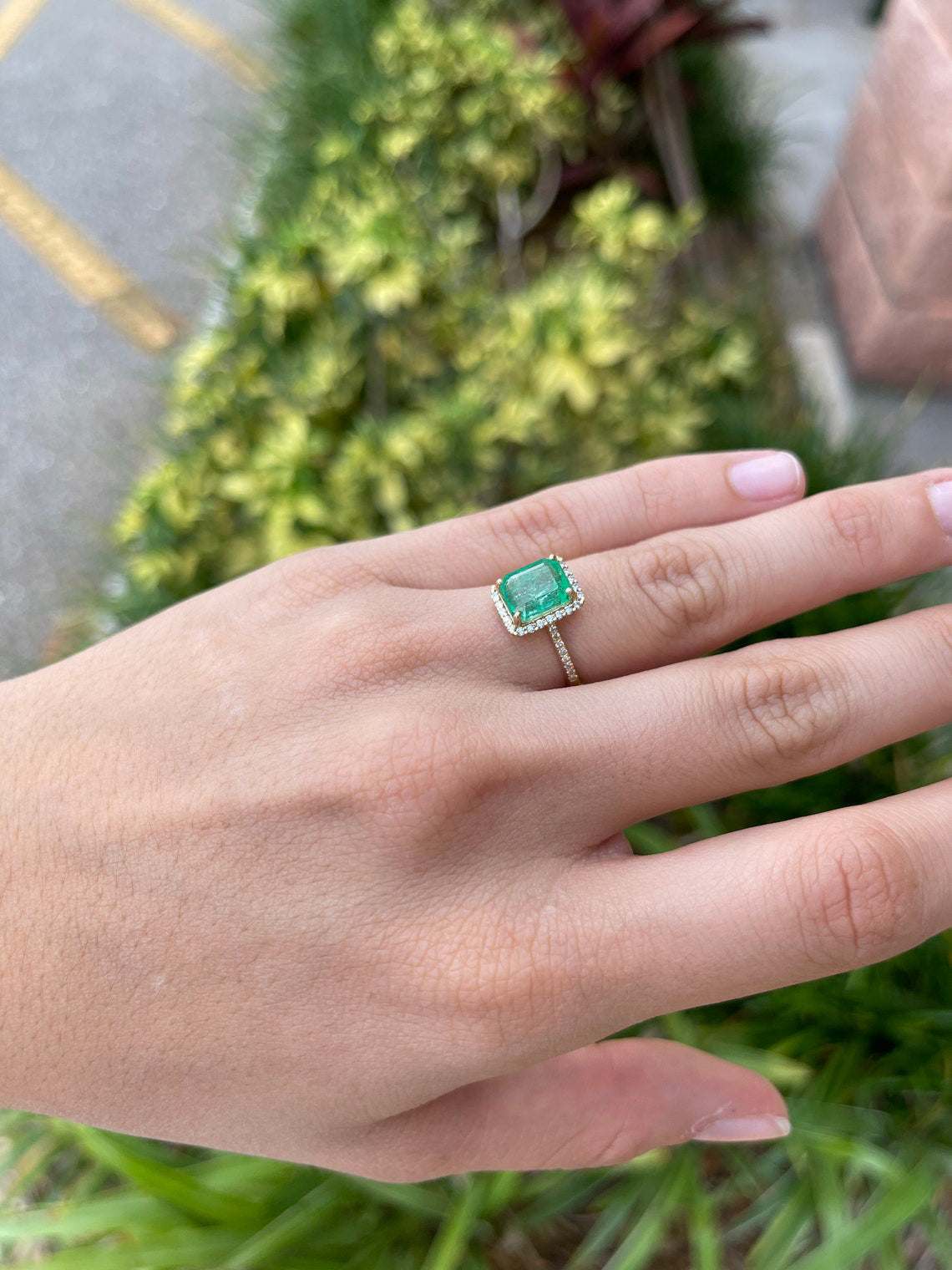2.80tcw Natural Emerald & Diamond Halo Engagement Ring in 14K Yellow Gold - Perfect for Proposals, Weddings & Anniversary Gifts