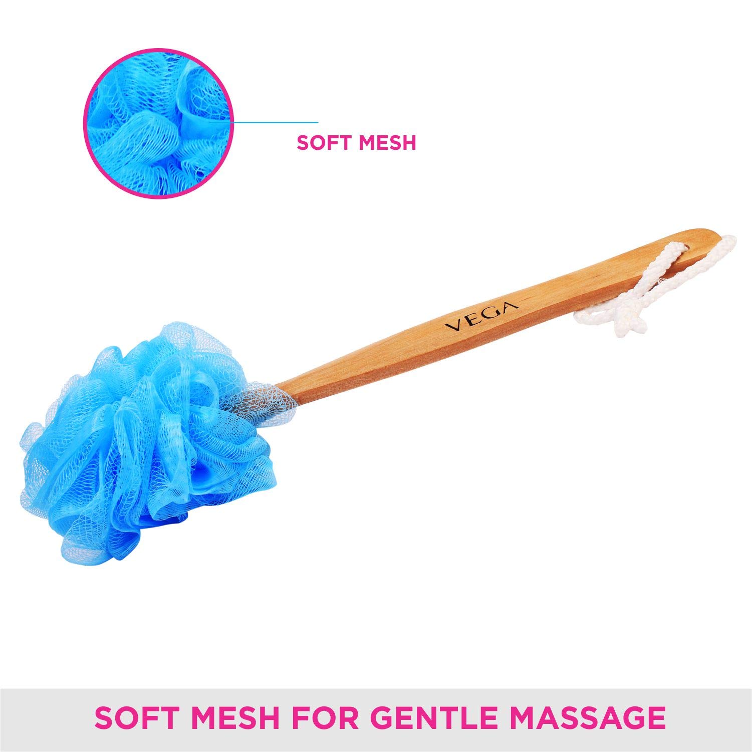 VEGA Premium Mini Paddle Hair Brush for Men & Women - Wooden Handle Bath Brush (8586 M) - Gentle Detangling & Exfoliating - Perfect for Travel, Salon & Home Spa Care