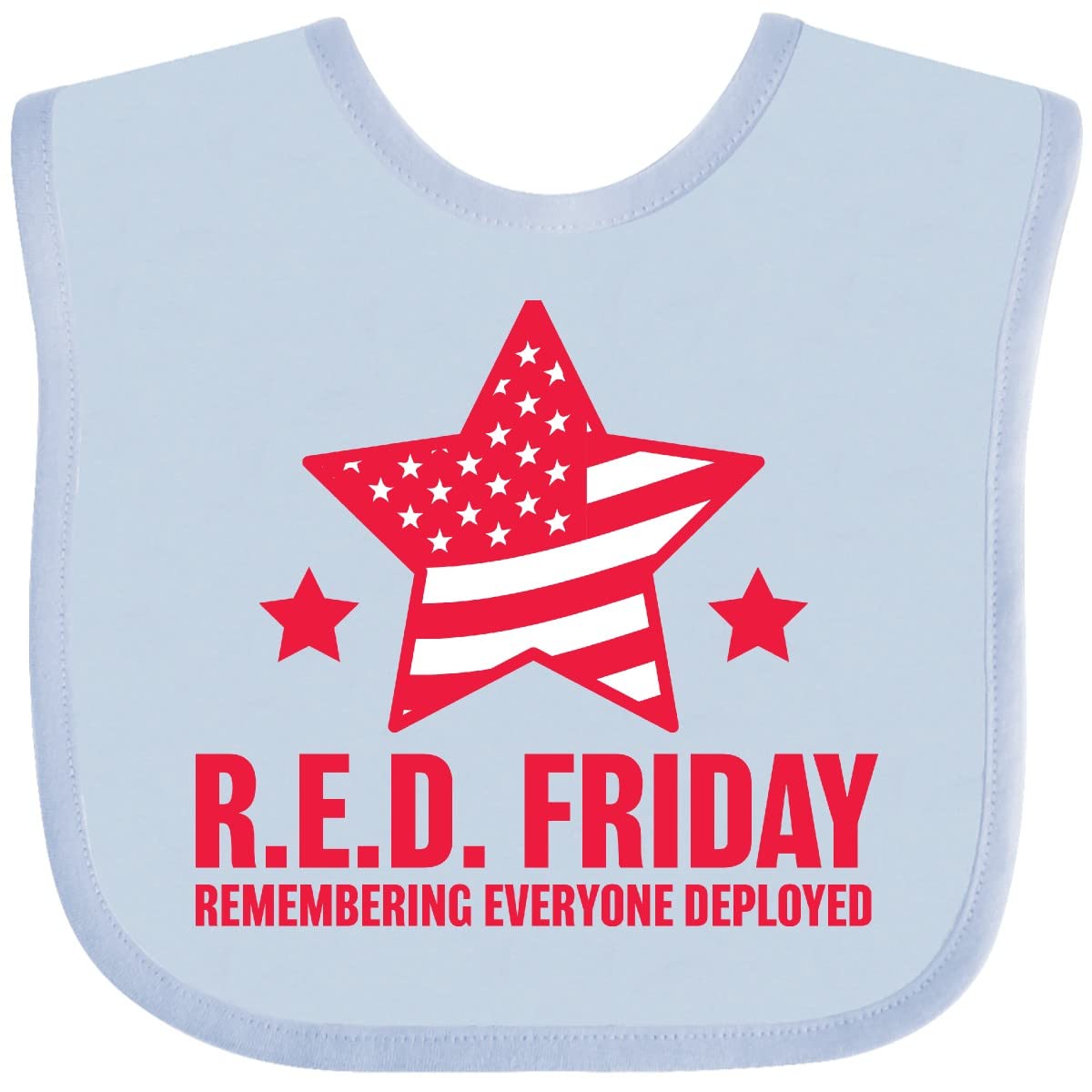 Inktastic Red Friday Remember Everyone Deployed Baby Bib - Patriotic American Flag Design for Infants & Toddlers - Perfect for Military Appreciation, Veterans Day & Everyday Feeding Time