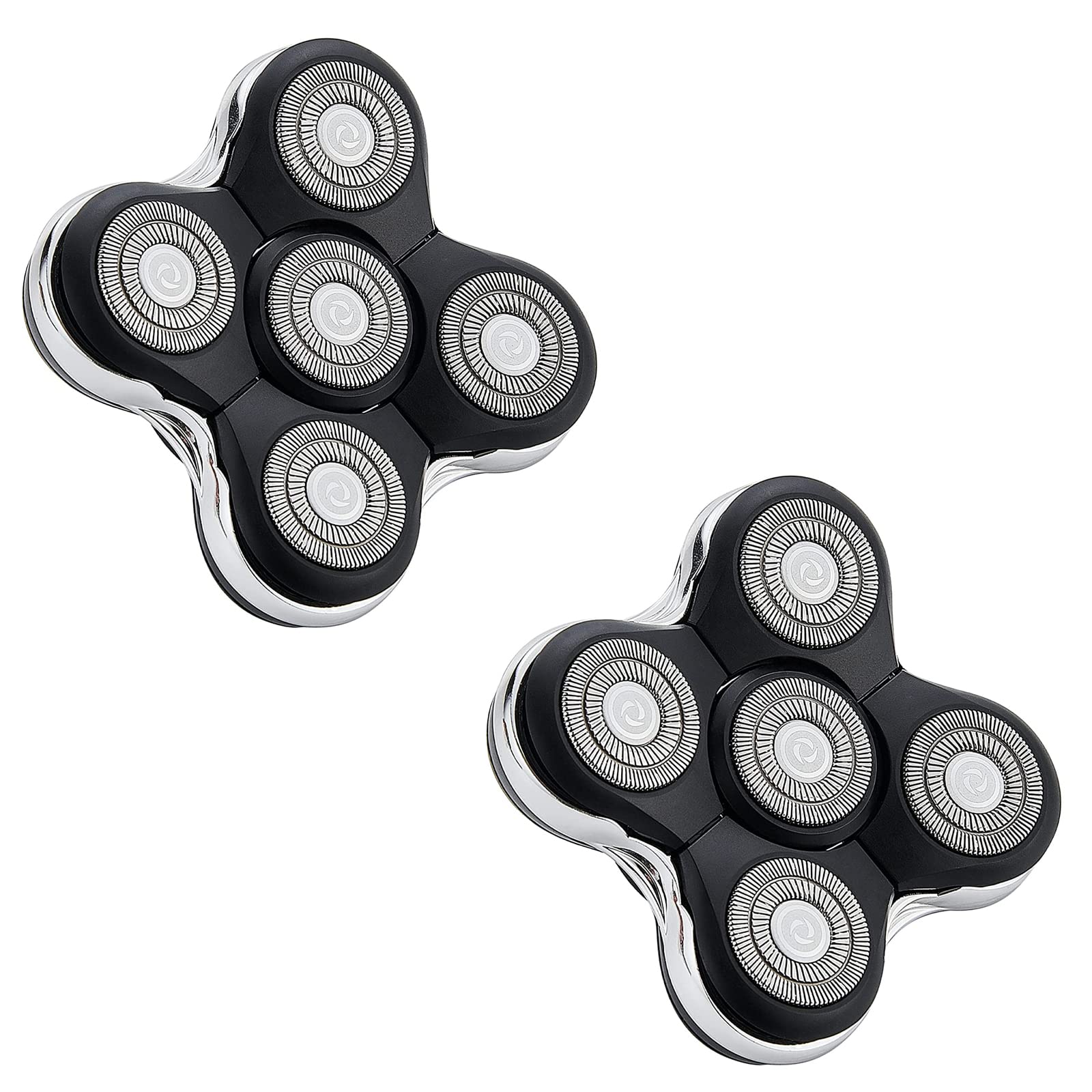 5-Blade Replacement Shaver Heads for Skull Pitbull, Butterfly Kiss & Palm Electric Razors - Compatible with Norelco Series 5000 & 9000 (2 Pack) - Perfect for Men's Facial & Body Grooming at Home or Travel