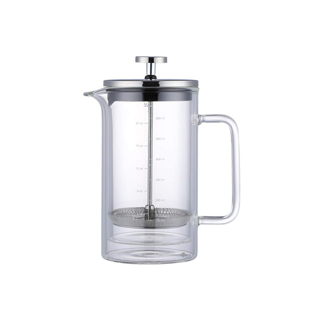 Double Wall Heat-Resistant Glass French Press Coffee Maker - 600ML Hand Press Filter for Rich Brewing - Perfect for Home, Office & Camping Coffee Lovers