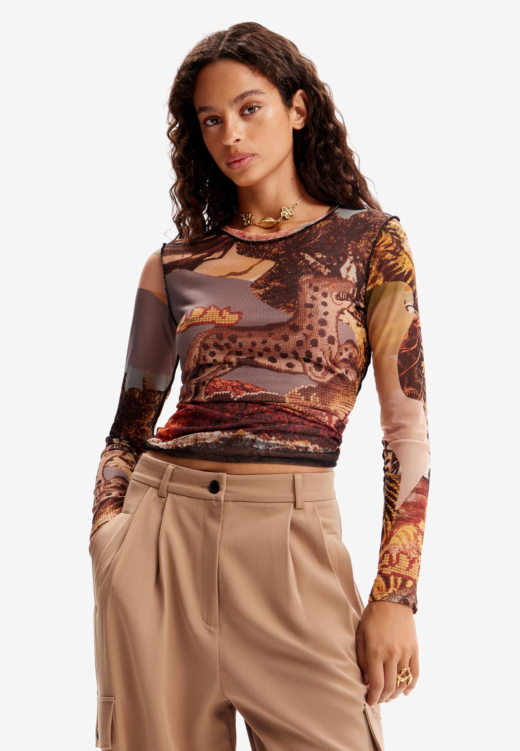 Desigual Women's M. Christian Lacroix Tailored Trousers - High Waist Slim Fit Dress Pants for Work, Office & Business Casual Outfits
