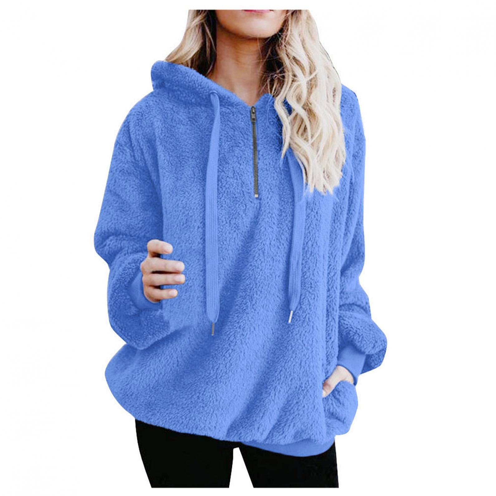 FABIURT Women's Turtleneck Sweaters - Casual Long Sleeve Loose Fit Tops & Blouses for Workout, Exercise, Christmas | Plus Size Funny Blue Tees & Hoodies | Perfect for Office, Gym, Holiday Parties & Everyday Wear
