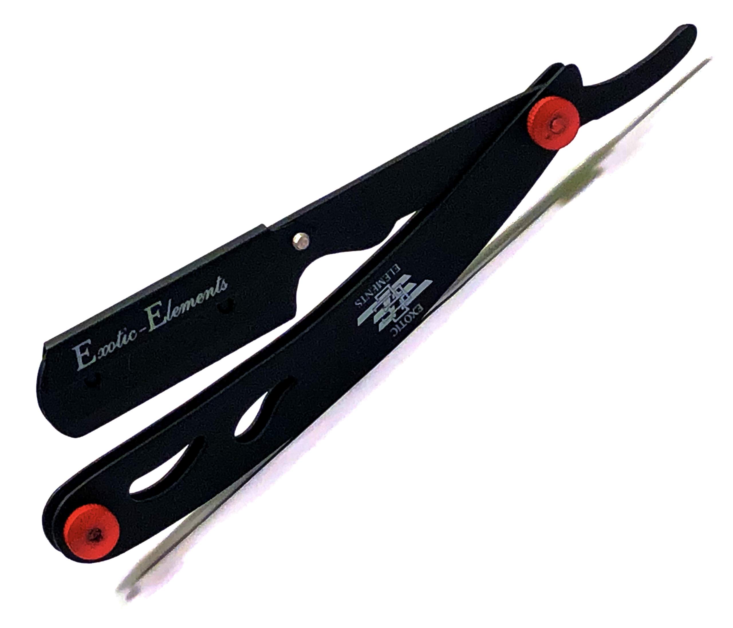 Premium Straight Edge Razor - Matte Black Barber Shaving Knife with Red Screw for Professional Haircut & Grooming | Perfect for Home Shaving, Beard Trimming & Salon Use
