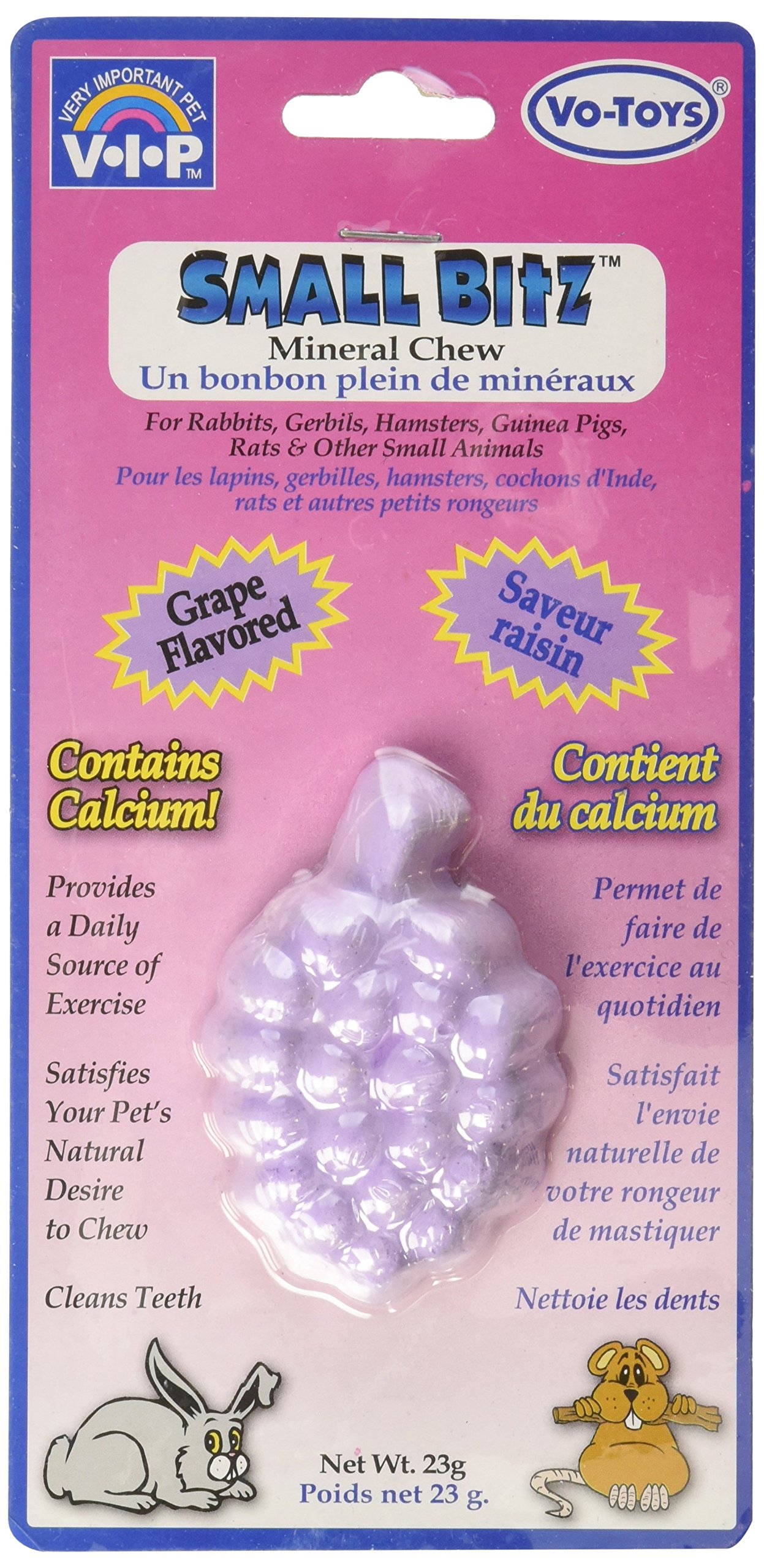 Votoy Small Animal Mineral Chew Grape - Natural Calcium Supplement for Hamsters, Guinea Pigs & Rabbits - Perfect for Dental Health & Stress Relief in Cages
