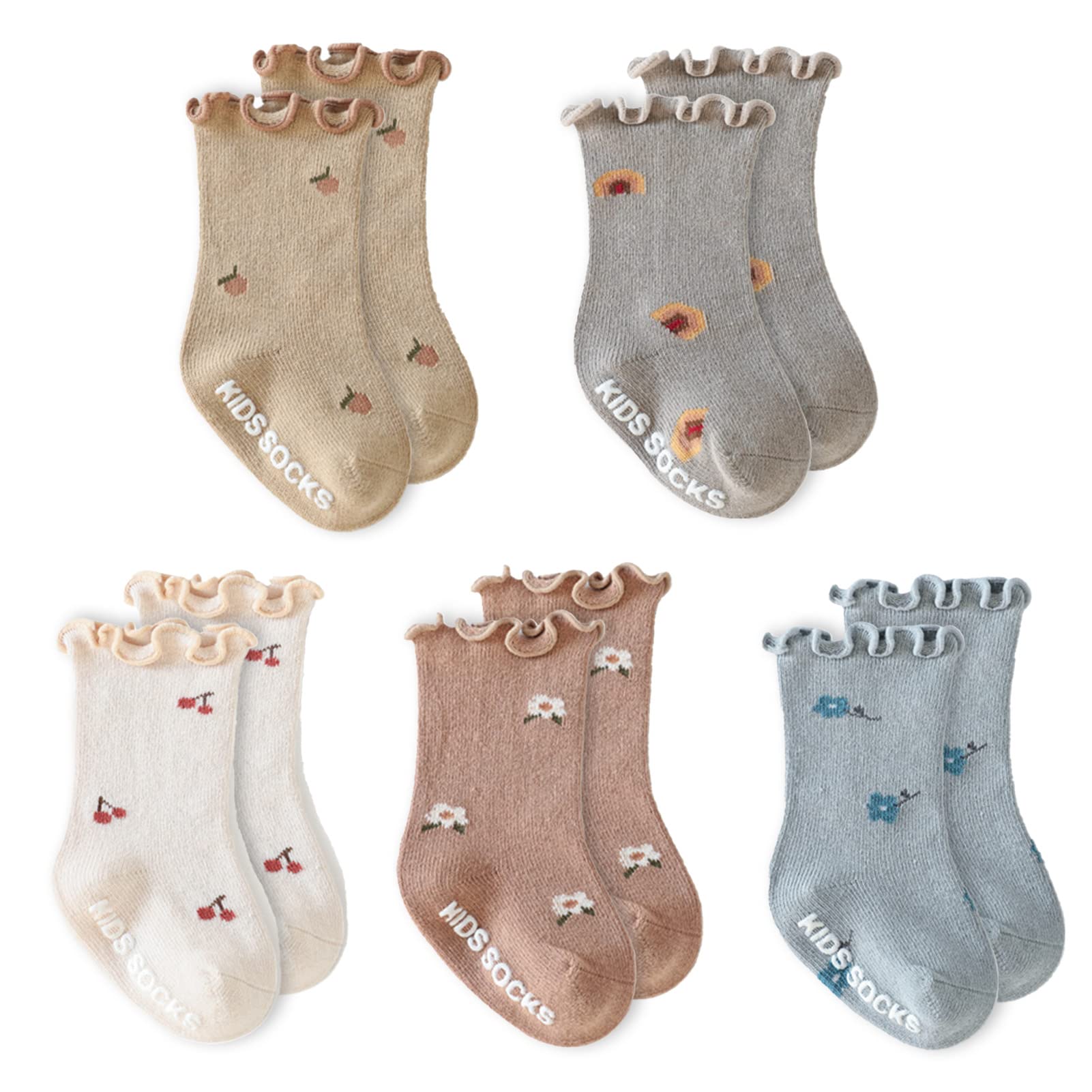 **Non-Slip Baby Socks for Boys & Girls - Warm Anti-Skid Cotton Grip Socks for Toddlers & Infants - Soft Ruffled Design for Newborns - Perfect for Playtime, Crawling & Winter Comfort**