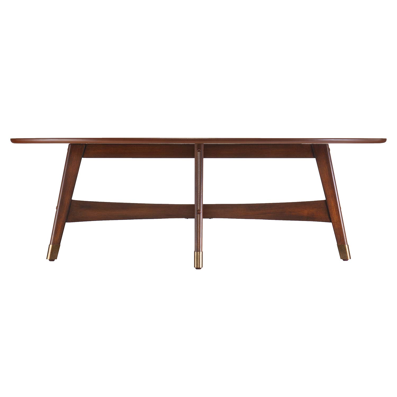 SEI Furniture Rhoda Oval Coffee Table - Dark Sienna & Antique Brass Finish | Modern Living Room Center Table for Small Spaces | Perfect for Home Decor, Coffee Table Books & Living Room Accent