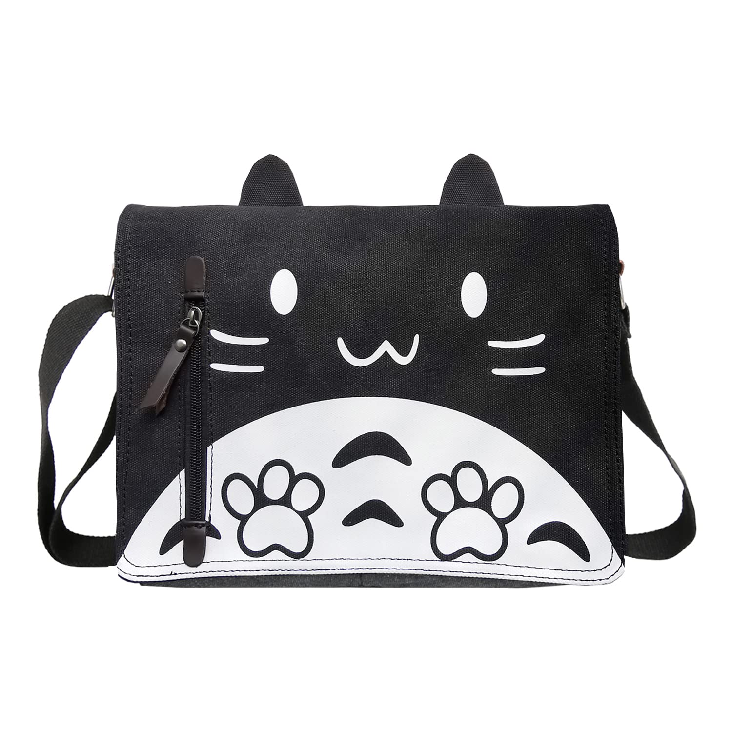 Stylish Canvas Cat Messenger Bag for Girls - Cute Kitty Shoulder Satchel for School & Daily Use | Perfect for Books, Laptop & Essentials