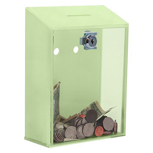 Glow in The Dark Acrylic Charity Coin Collection Box - Secure Donation & Suggestion Box with Lock & 2 Keys - Perfect for Churches, Schools, and Fundraising Events