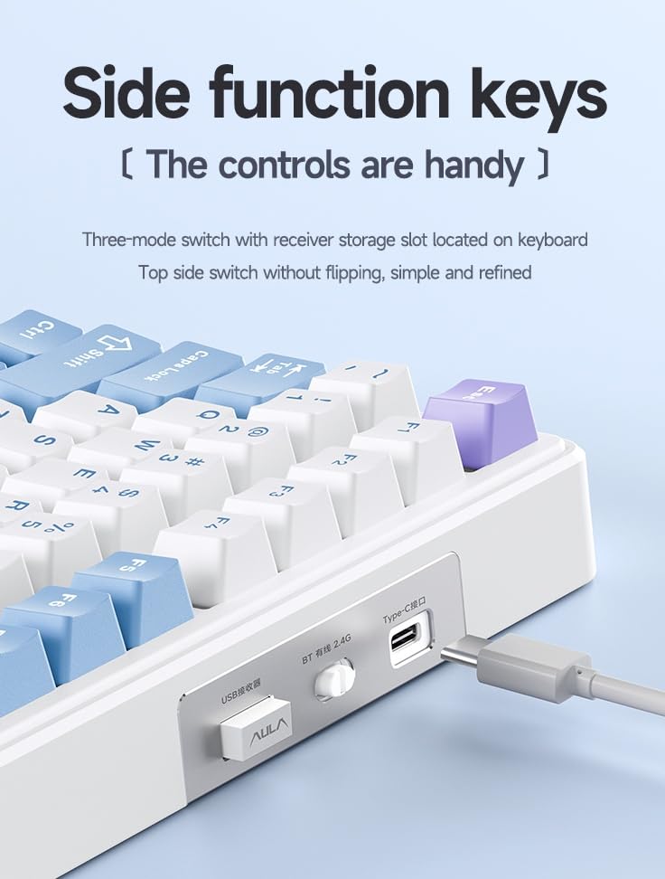 Aula F99 Mechanical Gaming Keyboard - 96% Layout, Gasket Mount, Hot-Swappable, RGB Backlit, Linear Switch, PBT Keycaps (Blue) - Perfect for PC, Mac Gaming & Office Work