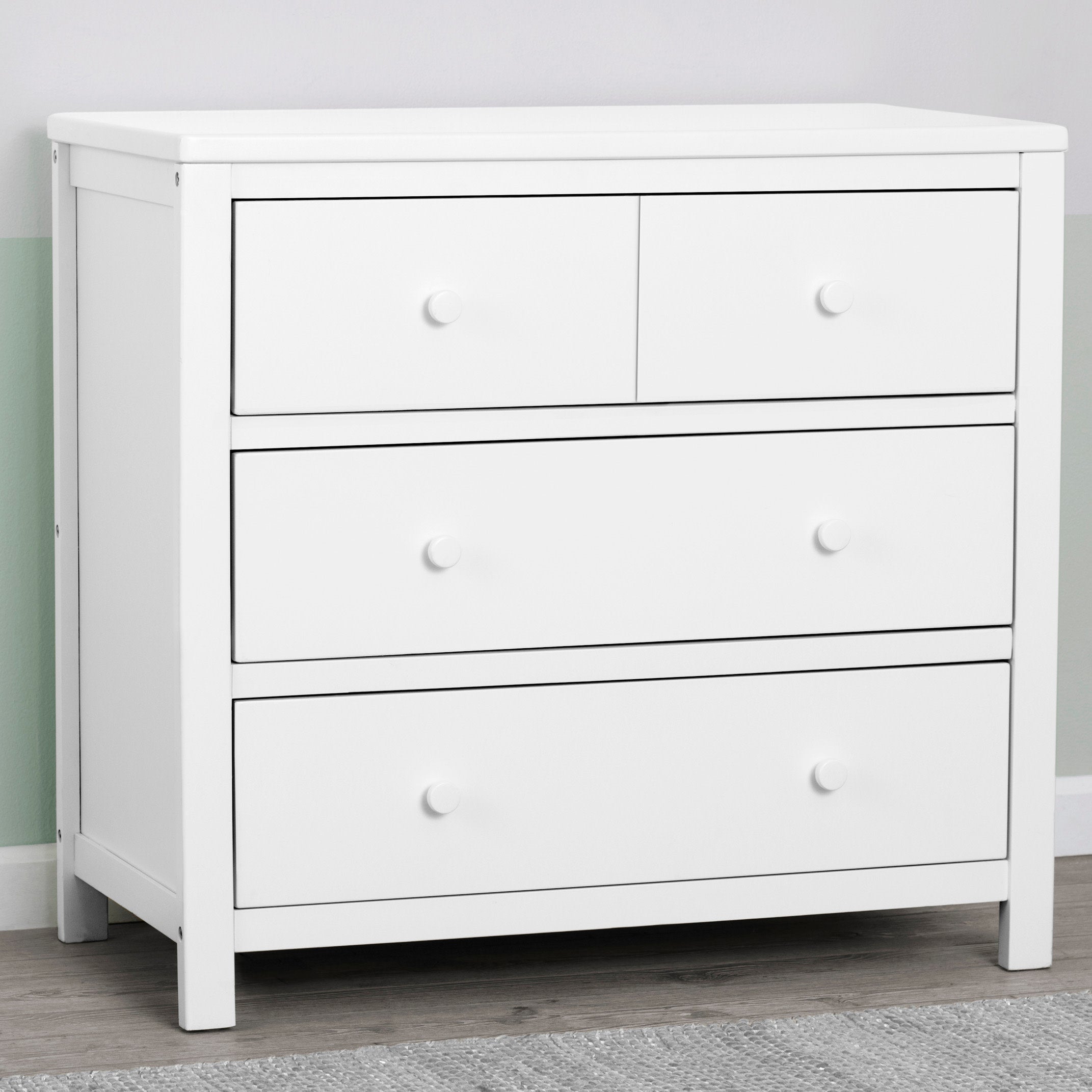 3 Drawer Dresser with Interlocking Drawers - Sturdy Wooden Bedroom Storage Organizer for Clothes, Accessories & Home Decor | Perfect for Bedroom, Nursery & Dorm Room Organization