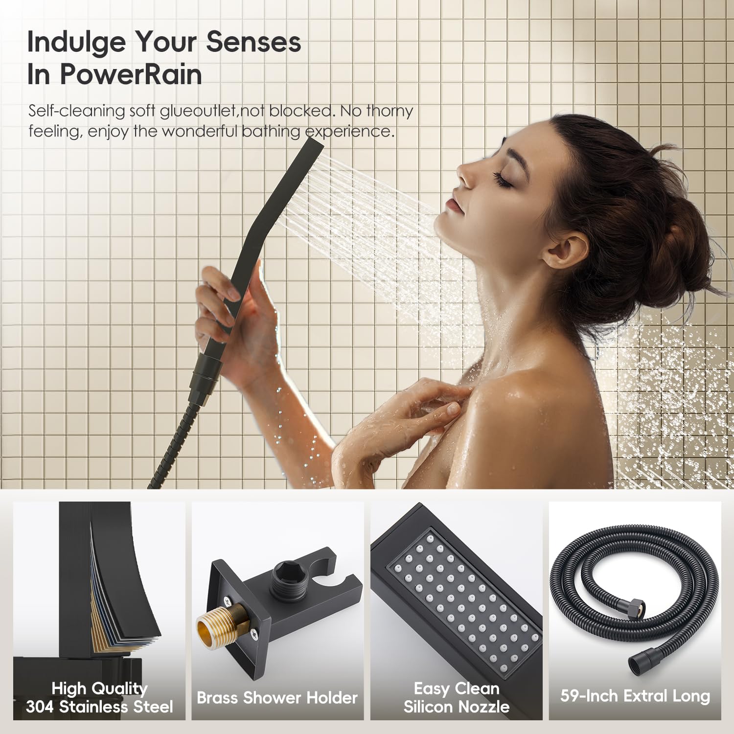Premium Matte Black Shower System - 10 Inch High Pressure Rainfall Shower Head & Handheld Sprayer - Wall Mounted Bathroom Faucet Set with Rough-in Valve & Trim Kit - Perfect for Modern Master Bathrooms & Spa-Like Showers