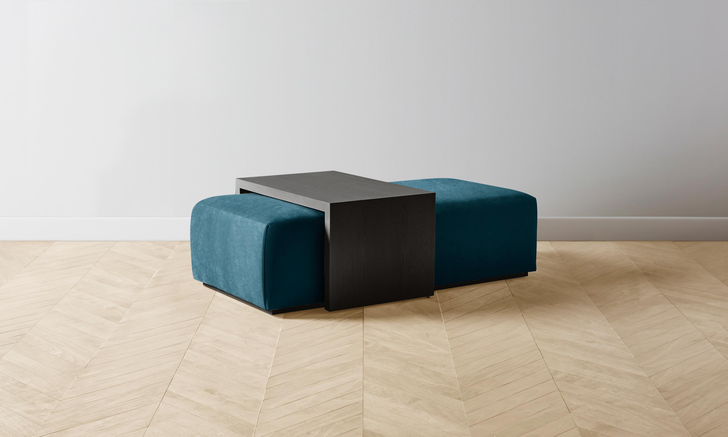 The Bowery Ottoman - Performance Velvet Lagoon Blue Storage Bench for Living Room, Bedroom & Entryway - Stylish Footrest & Seating Solution for Home Decor