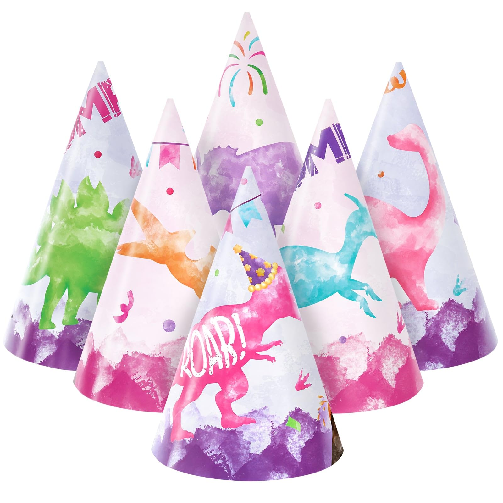 WERNNSAI 12-Pack Colorful Birthday Party Hats for Kids - Fun Cone Shaped Paper Hats with Headbands - Perfect for Birthday Parties, Celebrations & Festive Events