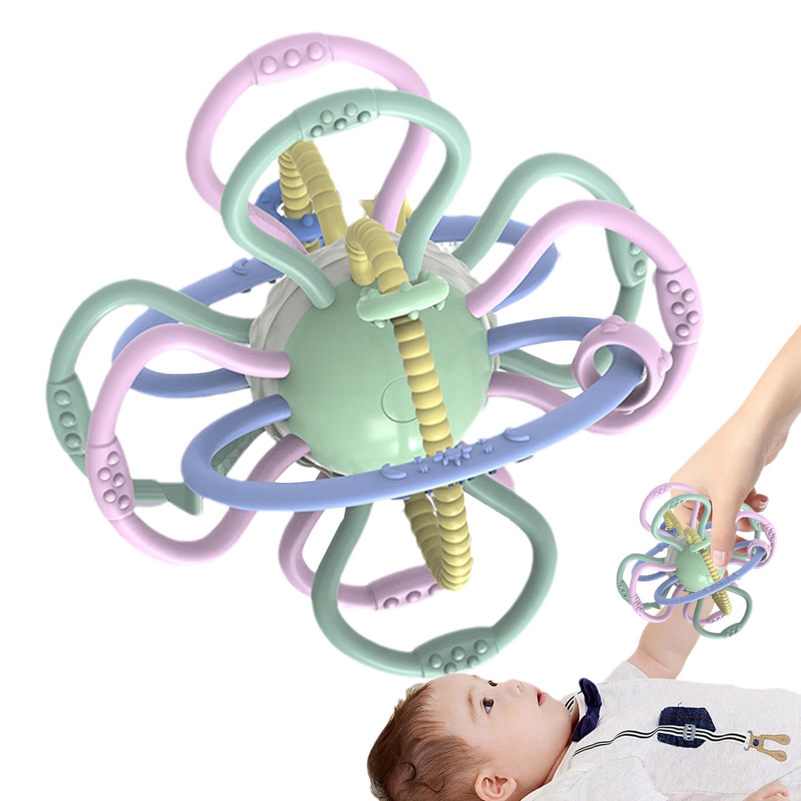 Sensory Teething Toy Ball for Babies 0-2 Years - Chewable Rattle Toy for Toddlers, Soothing Teether for Boys & Girls - Perfect for Teething Relief & Early Learning Development | Use at Home, Daycare or On-the-Go