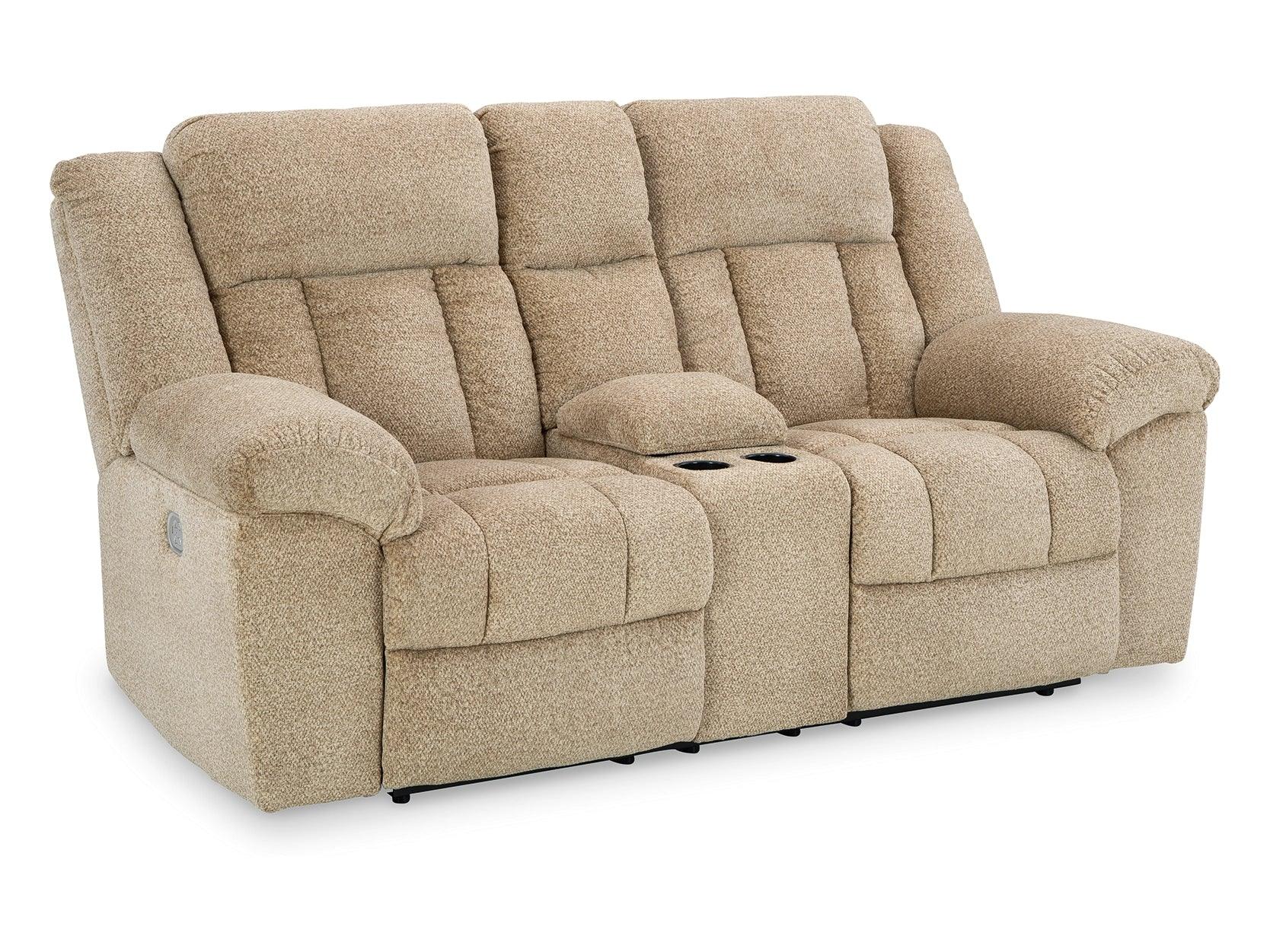 Comfortable Wheat Loveseat Recliner with Tip-Off Feature - Perfect for Living Room, Home Theater & Small Spaces