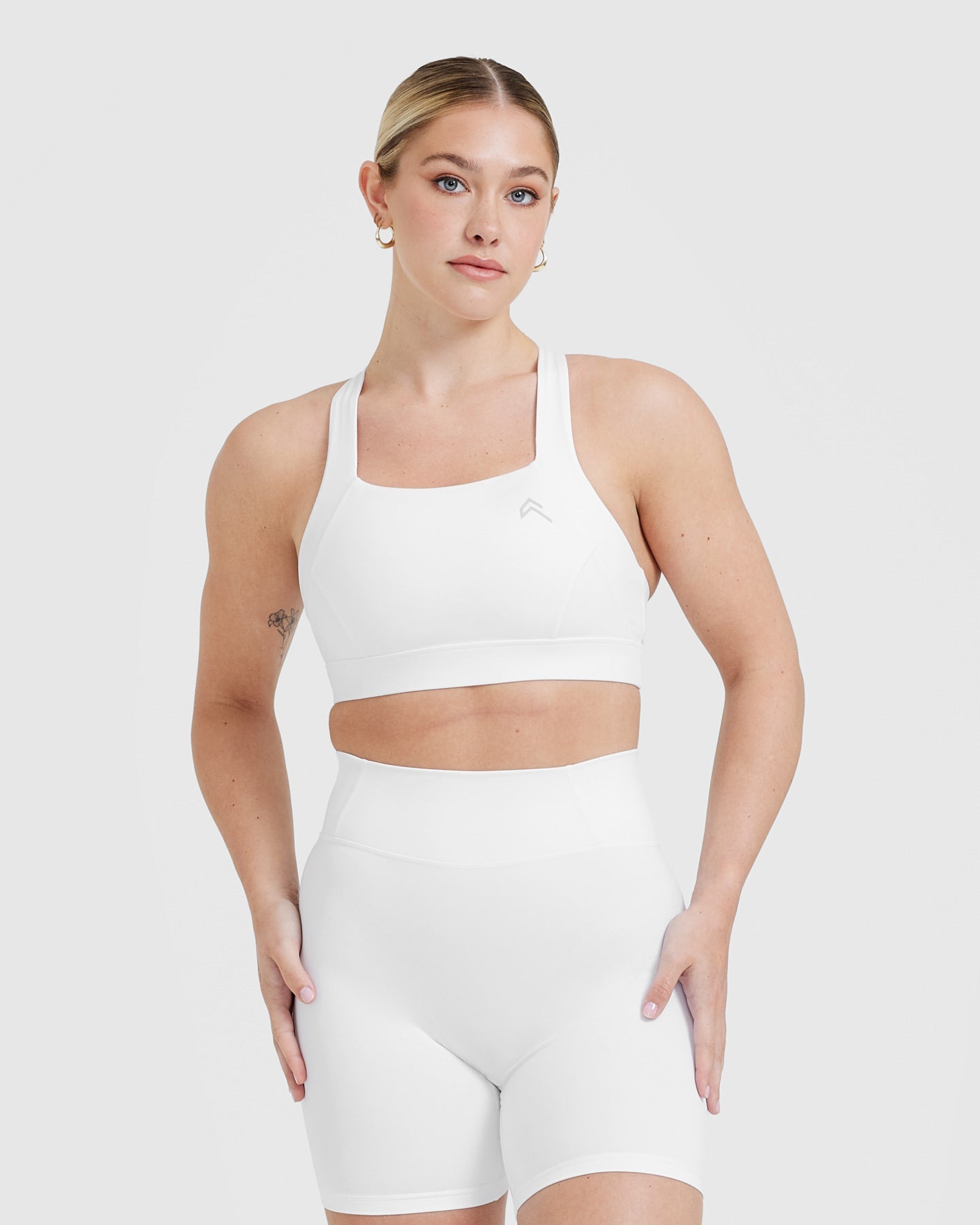 Timeless Wide Strap Sports Bra for Women - Breathable High Support Workout Top in White | Perfect for Yoga, Running & Gym