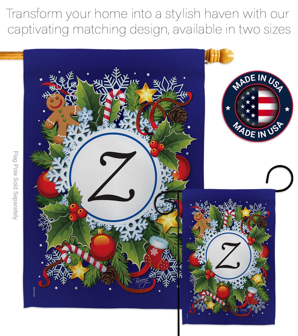 Z Initial Winter Wonderland House Flag Set 28x40 - Outdoor Holiday Decor