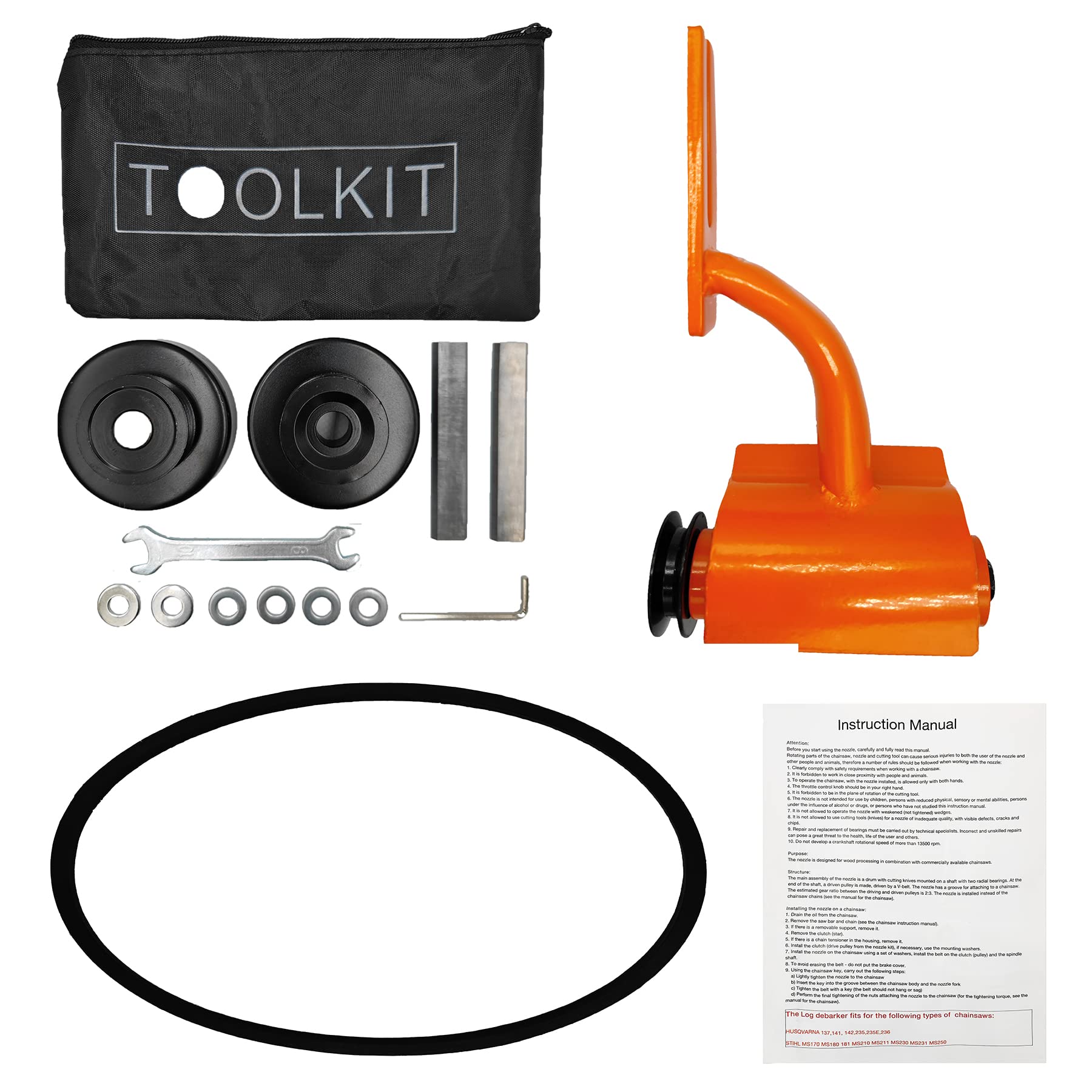 LAJIAOZ Orange Log Peeler - Professional Log Debarking Tool for Husqvarna & STIHL Chainsaws | Chainsaw Debarker Attachment for Log Builders, Sawmills & DIY Home Projects | Perfect for Woodworking, Timber Processing & Cabin Building