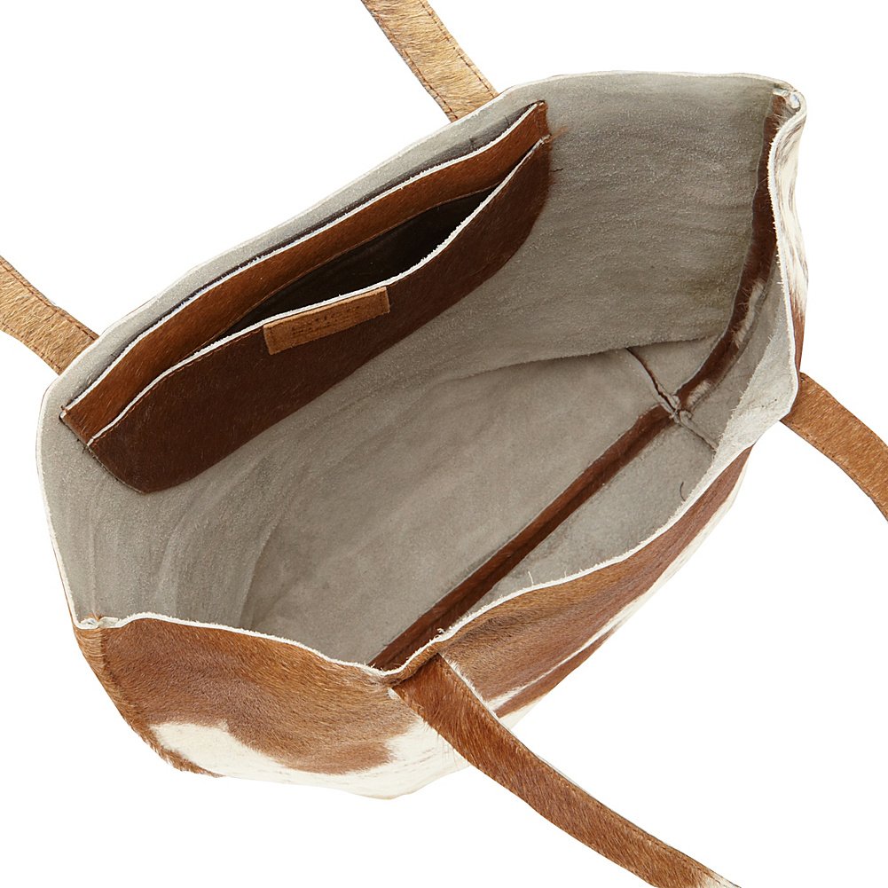 Latico Leathers Graham Tote Bag - Genuine Leather Handbag in Brown/White, Black/White & Natural Raw Leather | Luxury Fashion Tote for Women, Work, Travel & Everyday Use